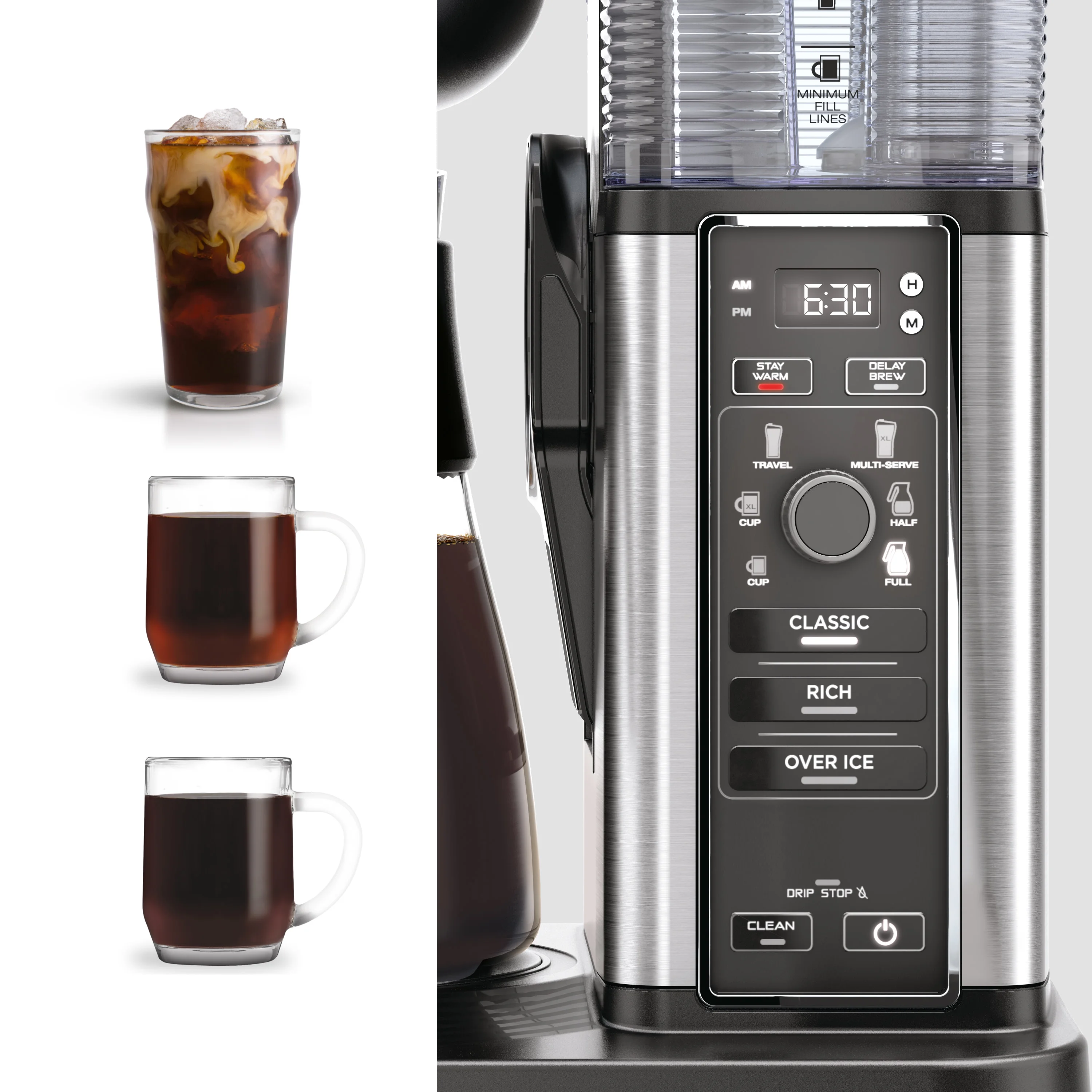 Ninja CM300 Hot & Iced Coffee Maker, Single Serve Coffee Maker, Drip Coffee, Stainless, Glass Carafe