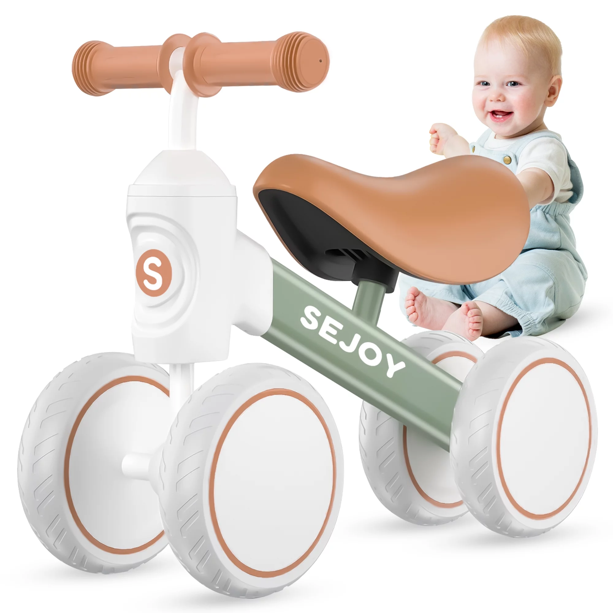 Sejoy Baby Balance Bike, 10-36 Month Kids Toddler Walker, 4 Wheels Riding Toys for Boys and Girls, First Birthday Gifts