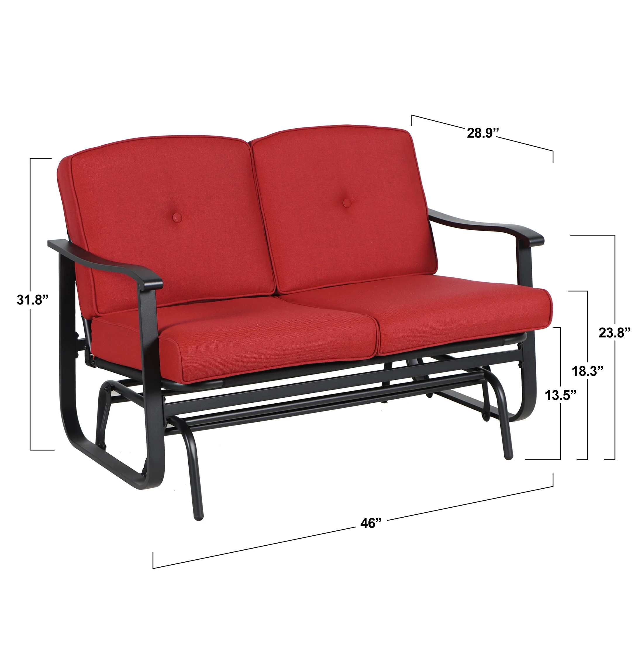 Mainstays Belden Park Cushion Steel Outdoor Glider Bench – Red/Black