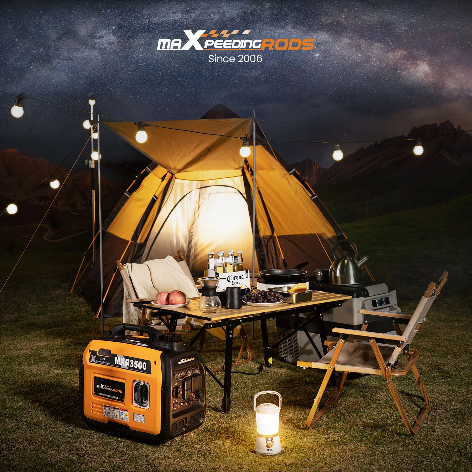 MaXpeedingrods 3500W Generator 52lb Portable Inverter Ultralight Outdoor Camping Motorhome Caravan Petrol Gasoline Power Equipment Super Quiet