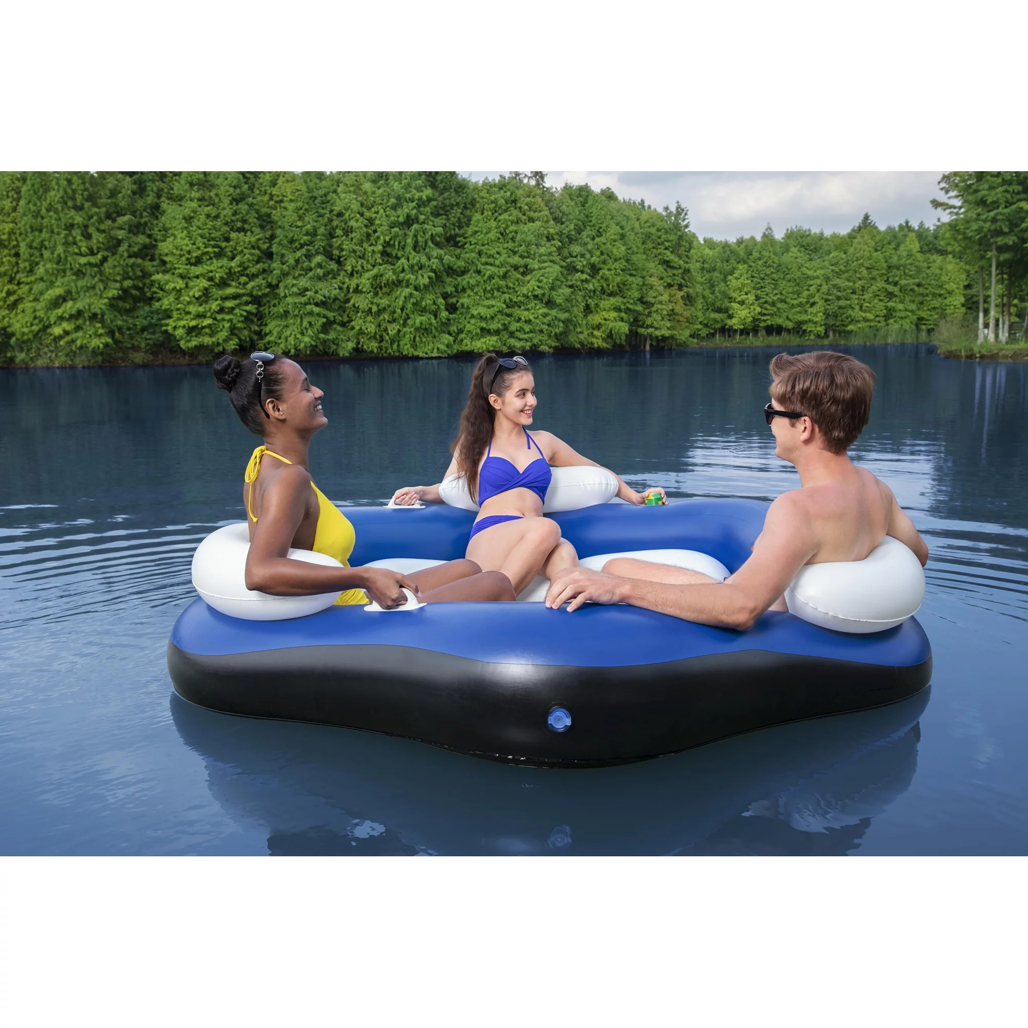 Bestway Hydro Force X3 Island 3 Person Inflatable Inner Tube, Blue & White