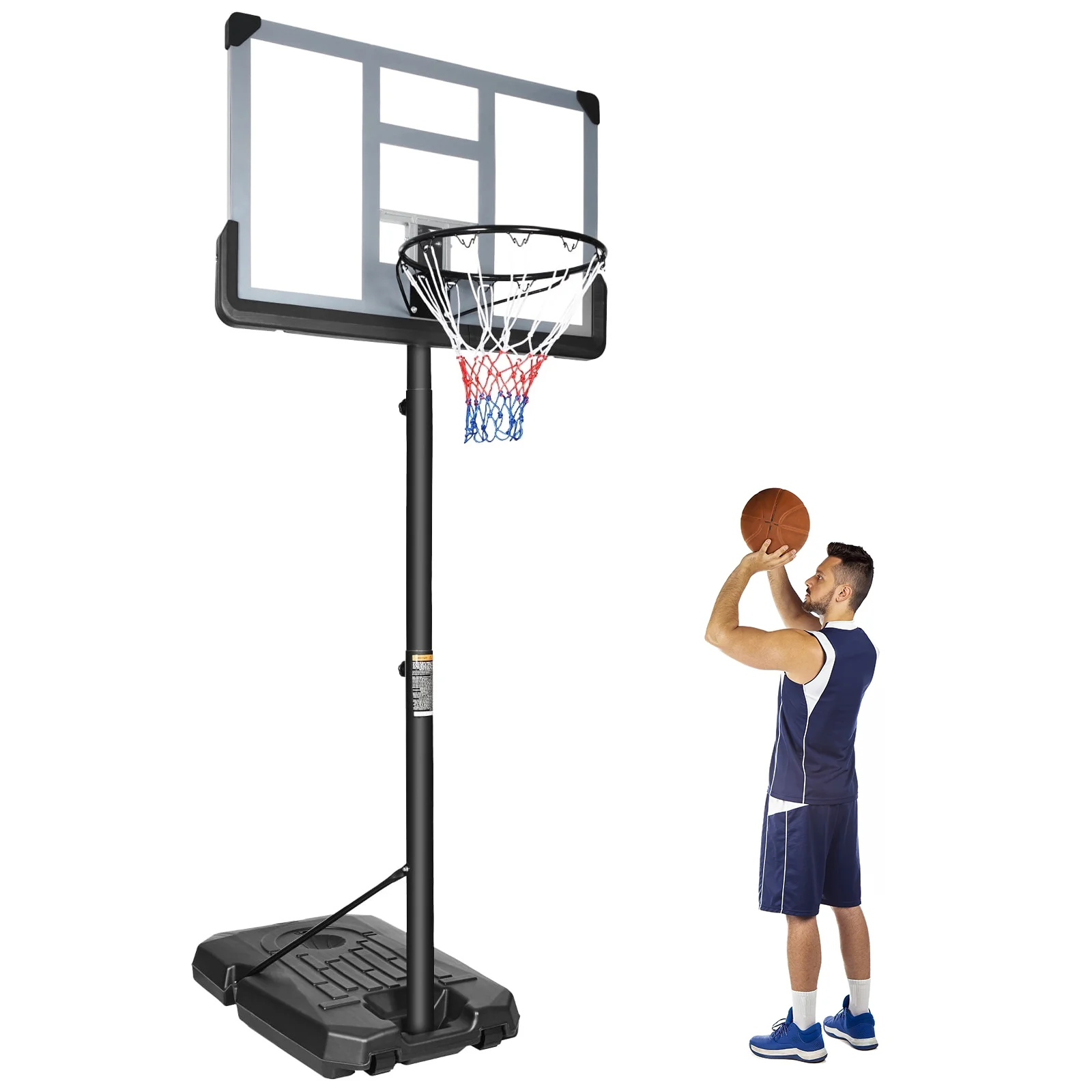 GIKPAL 44?? Backboard with 3 Gear Adjustable Portable Basketball Hoop Goal System from 6.6-10ft for Kids/Adults Indoor Outdoor