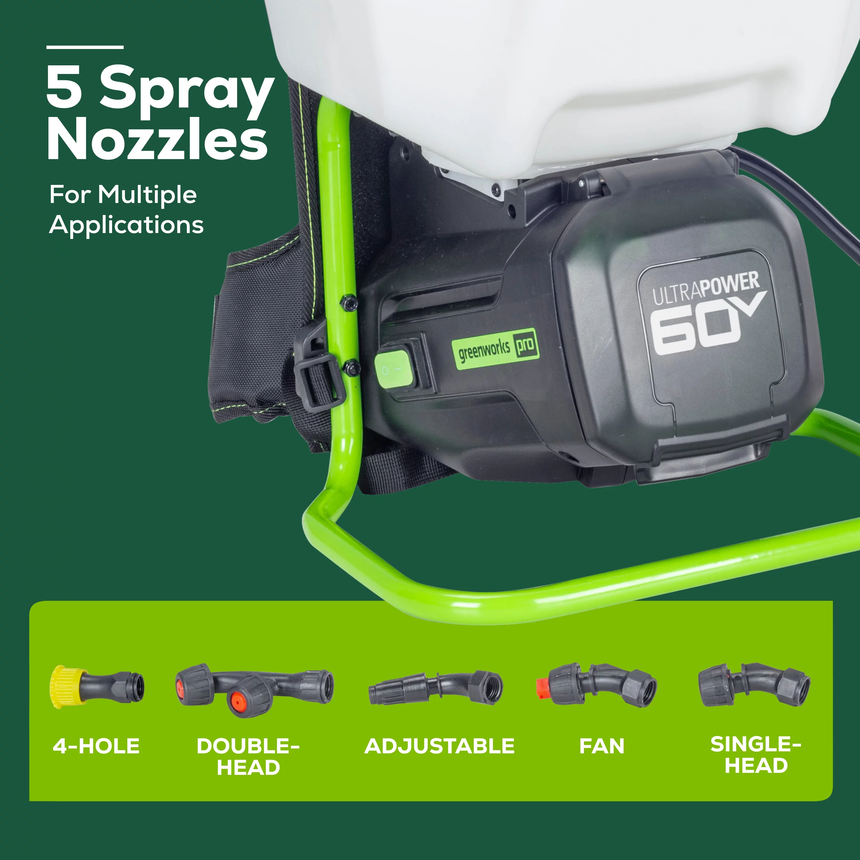 Greenworks 60V 4 Gallon Cordless Battery Backpack Sprayer with 2.0Ah Battery & Charger