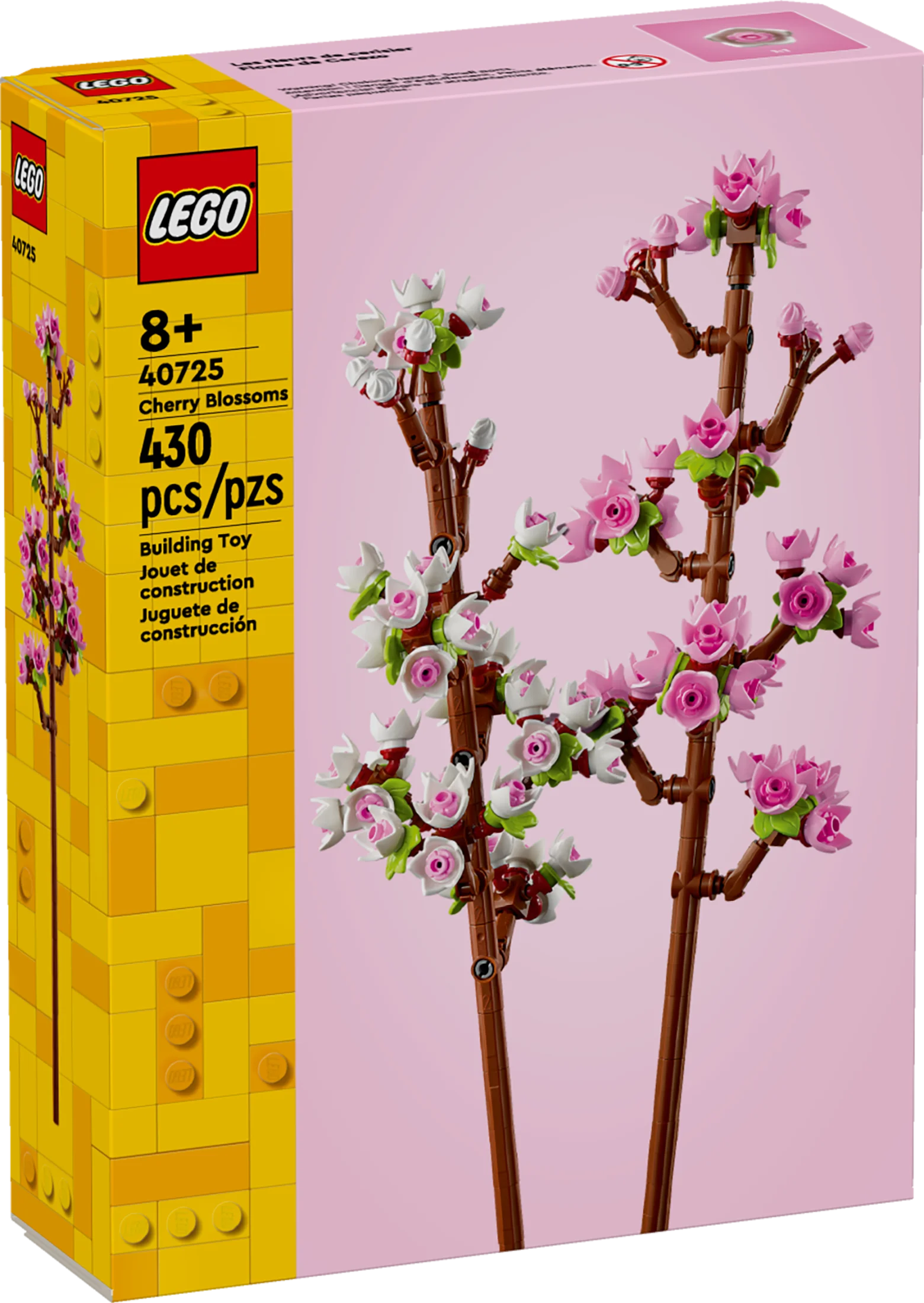 LEGO Cherry Blossoms Celebration Gift, Buildable Floral Display for Creative Kids, White and Pink Cherry Blossom, Spring Flower Gift for Girls and Boys Aged 8 and Up, 40725