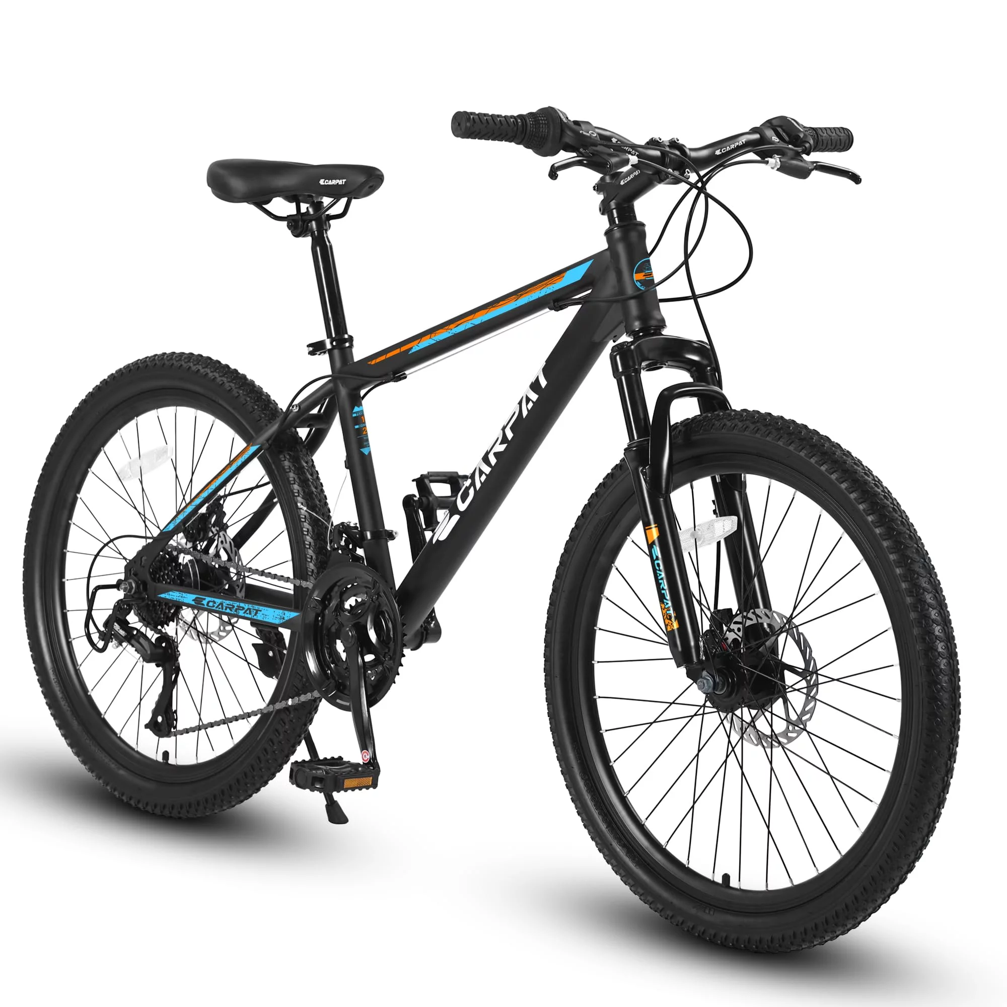 24 inch Mountain Bike, Shimano 21 Speed Drive, Dual Disc Brake, Front Suspension MTB For Boy Girl