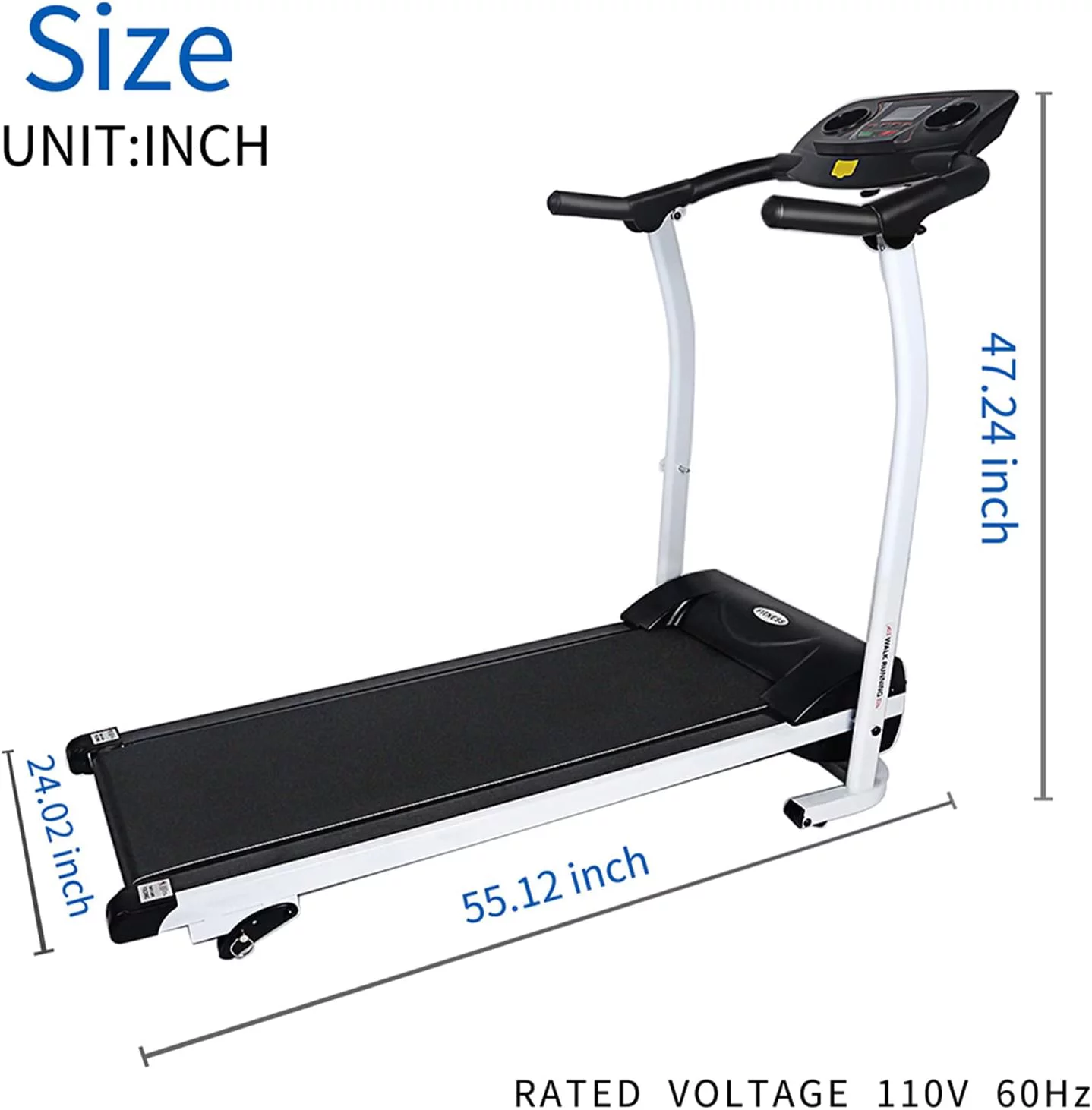 YSSOA Folding Treadmill for Home Exercise with 265 LB Capacity, Device Holder, White and Black