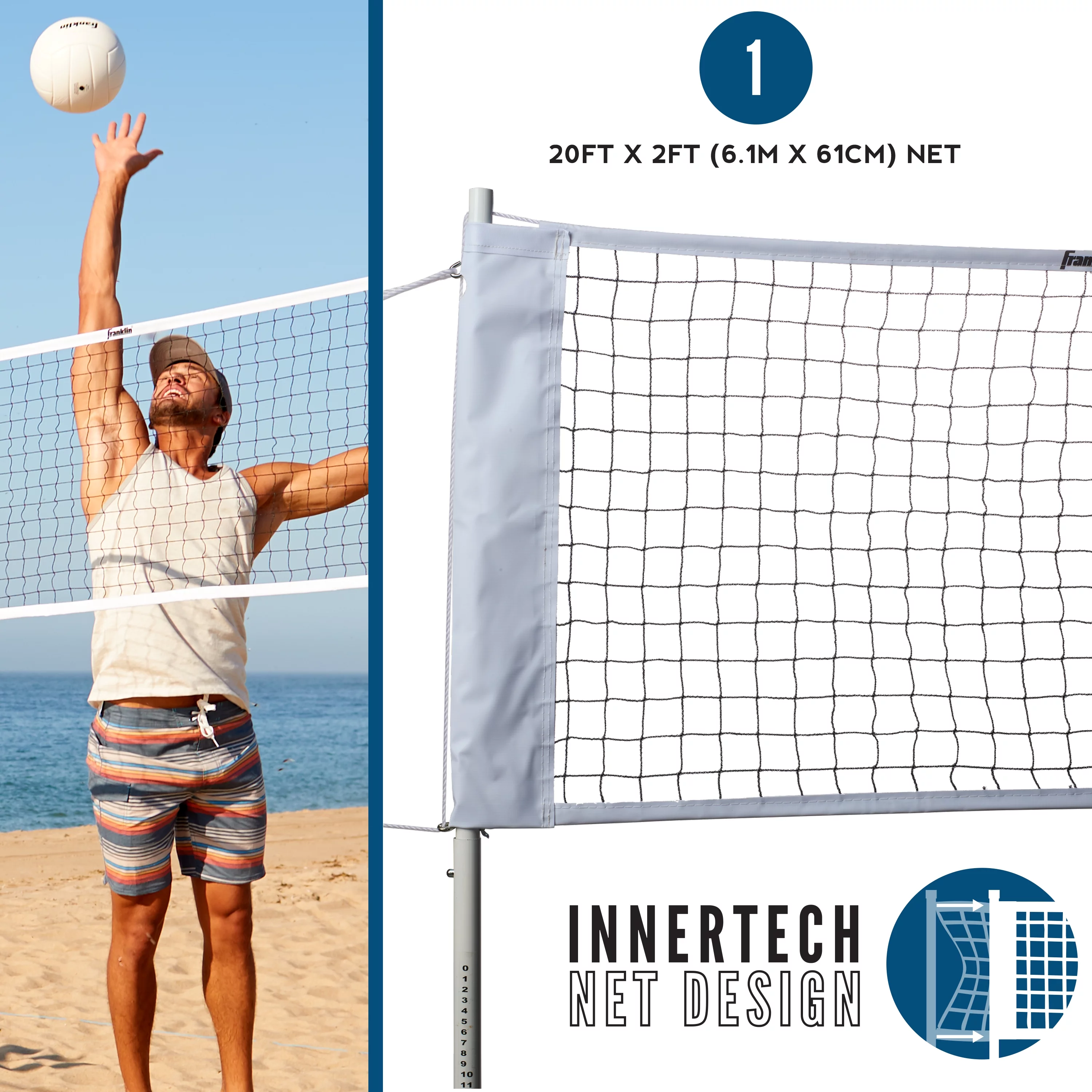 Franklin Sports Volleyball Set with Portable Net + Ball – Professional