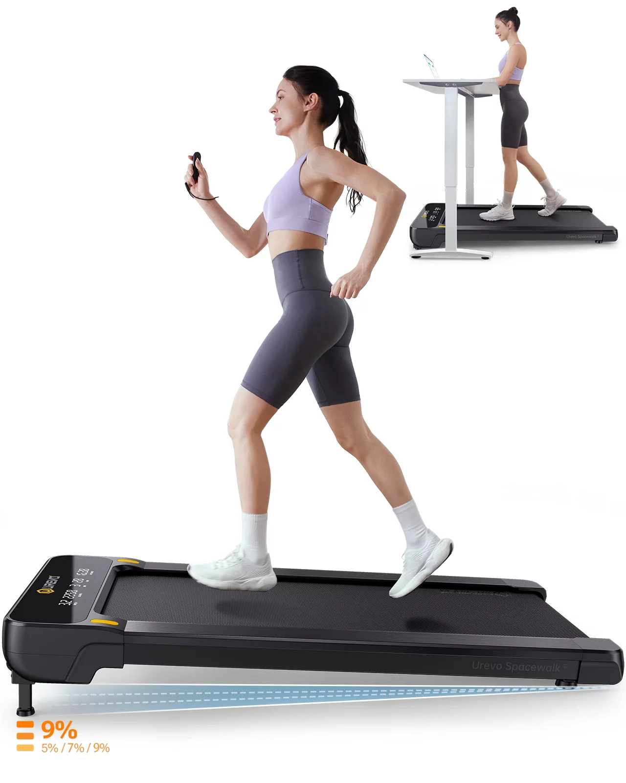 Walking Pad 2 in 1 Under Desks Treadmill with Remote Control Mini Portable Treadmill for Home Office