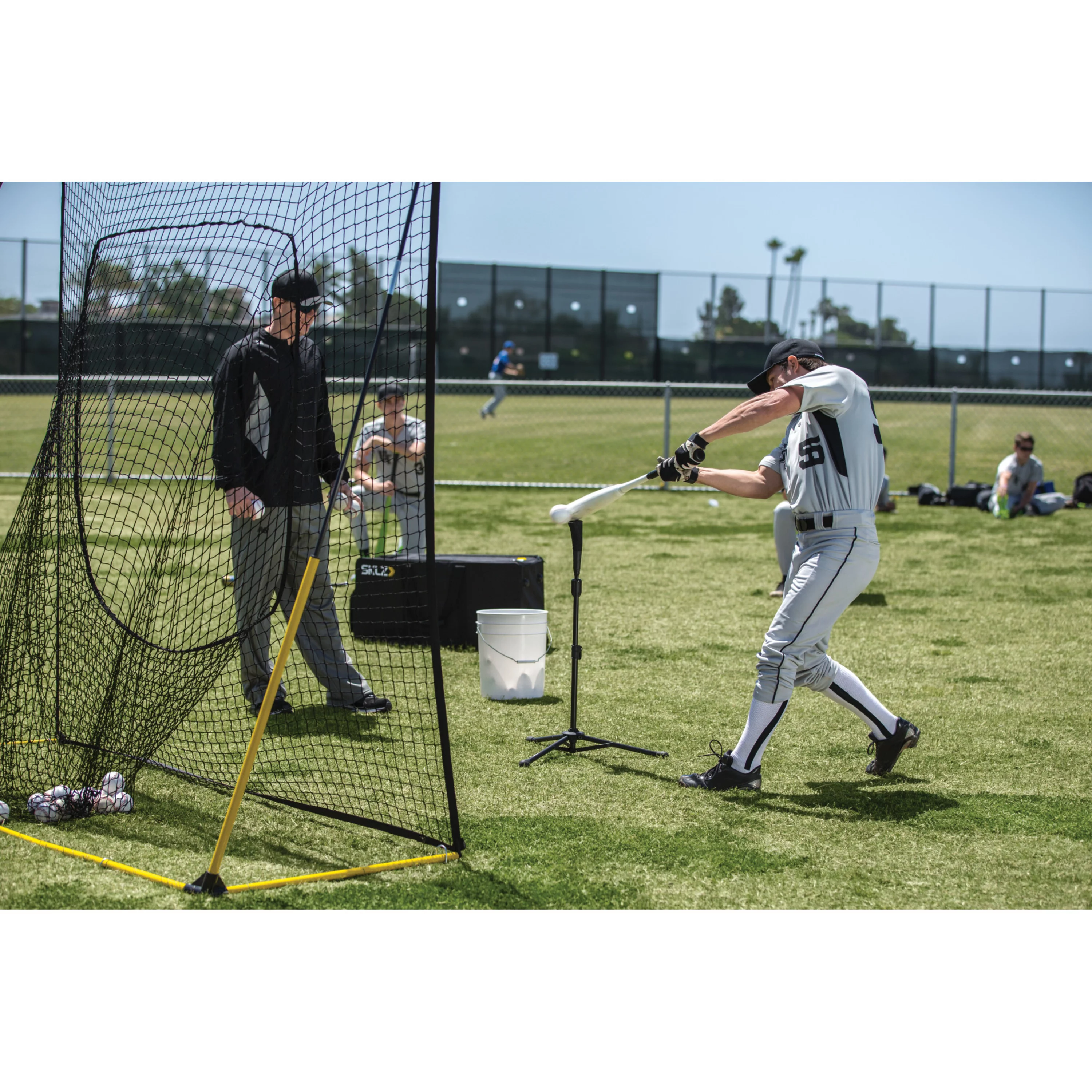 SKLZ Travel Tee DLX – Batting Tee with Durable Tripod Base and Dual Wrapped Rubber Tee Top for Baseball or Softball