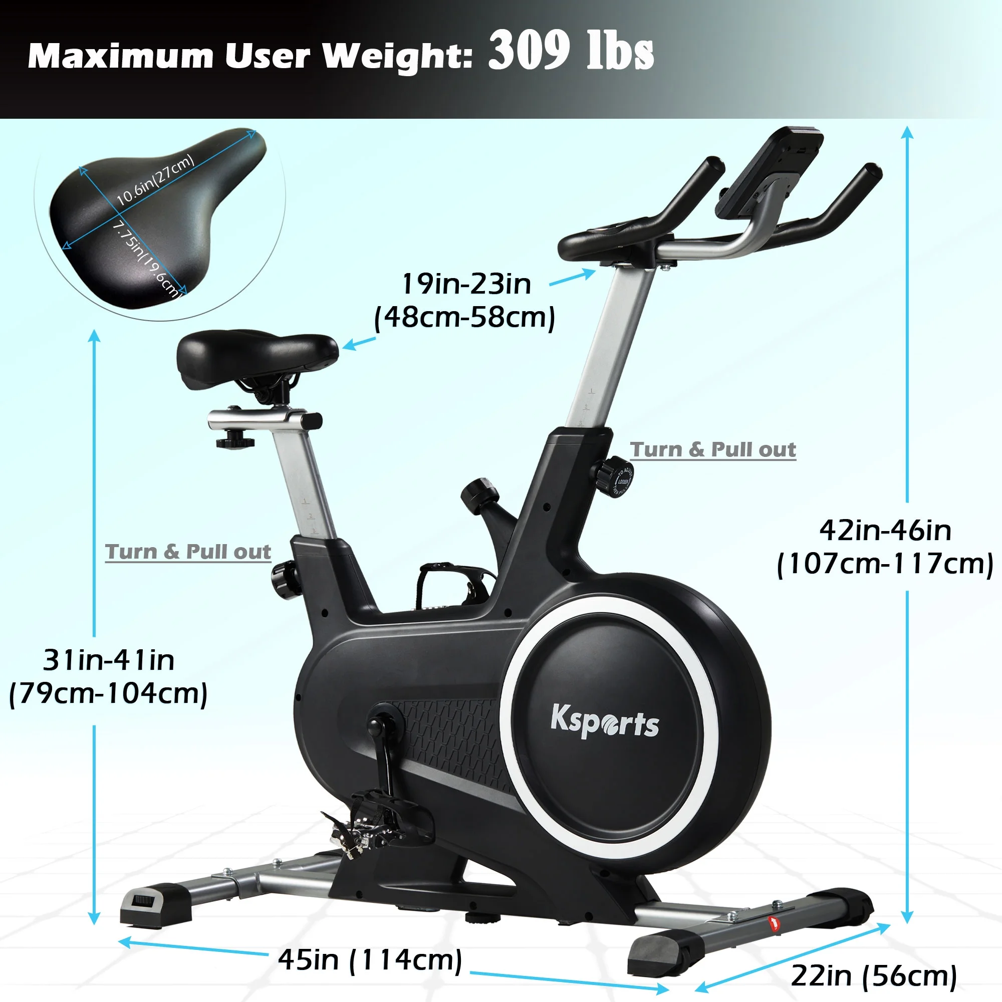 Ksports Wool Felt Resistance Exercise Bike with Ab Workout Function