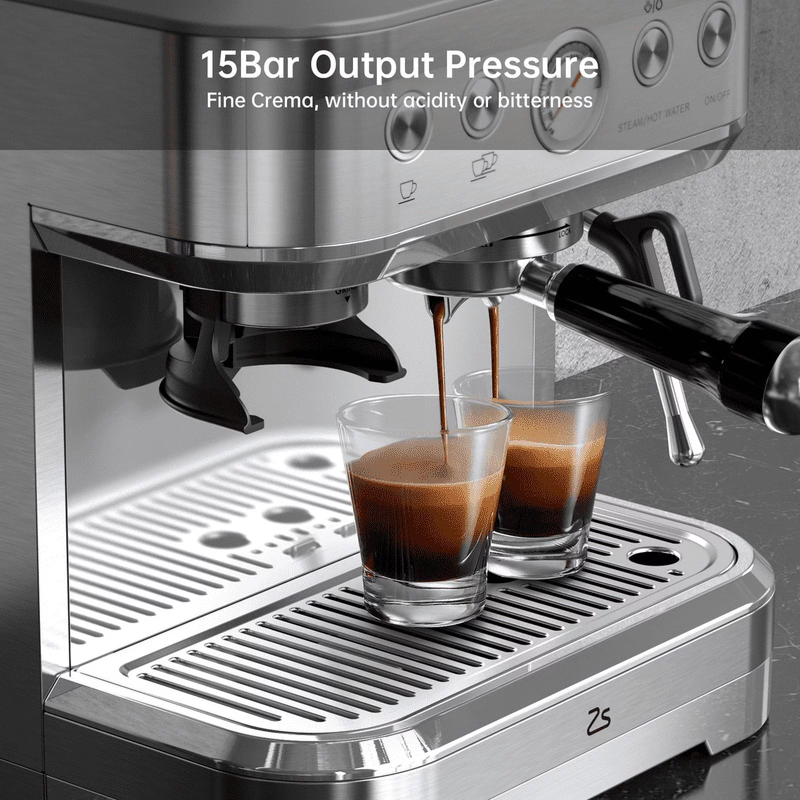 Entcook Espresso Machine with Grinder & Milk Frother, 15 Bar 2.5 L Cappuccino Coffee Maker