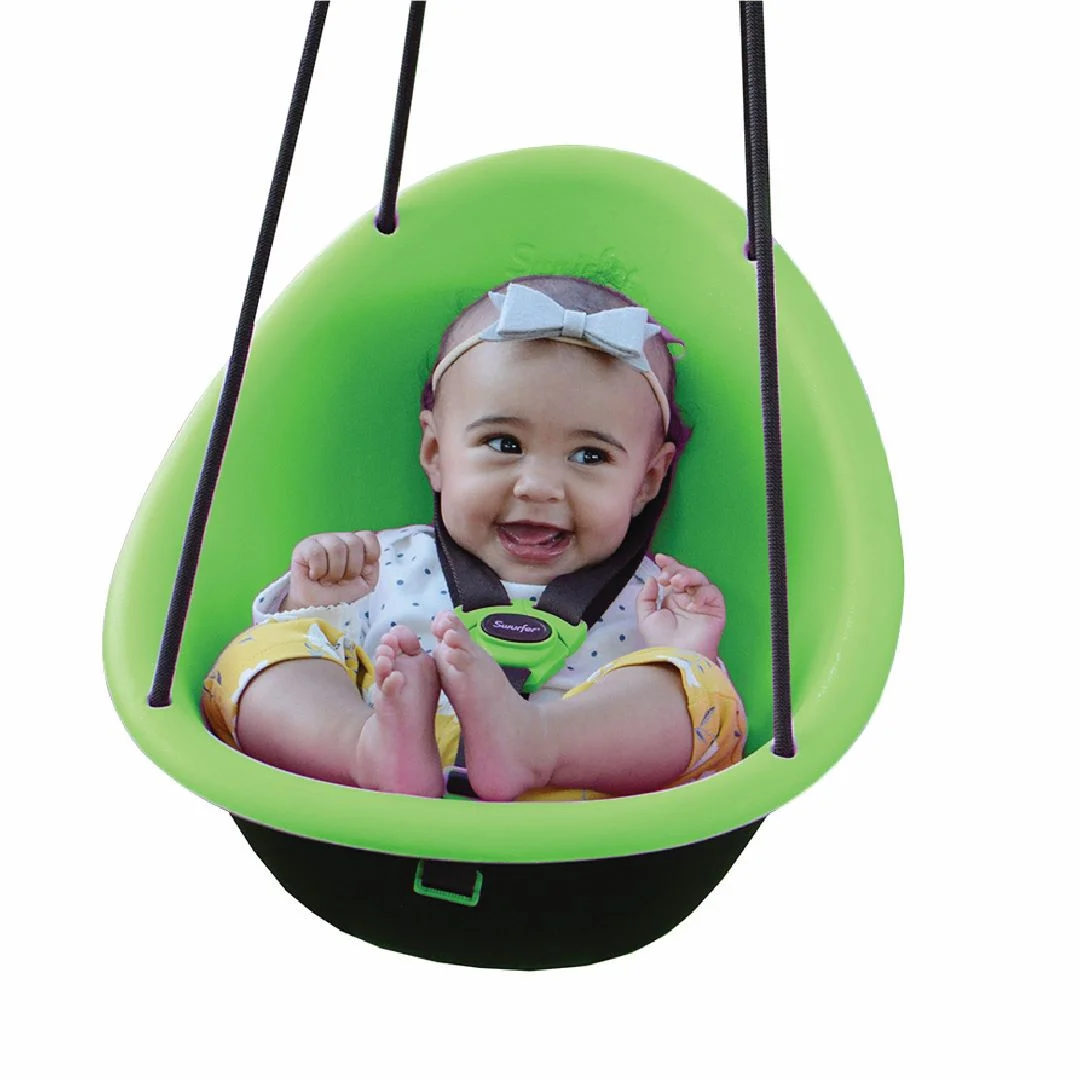 Swurfer Kiwi Baby – Toddler Swing with Foam-Lined Shell, Indoor and Outdoor Toy, Ages 6 Months+, Blue