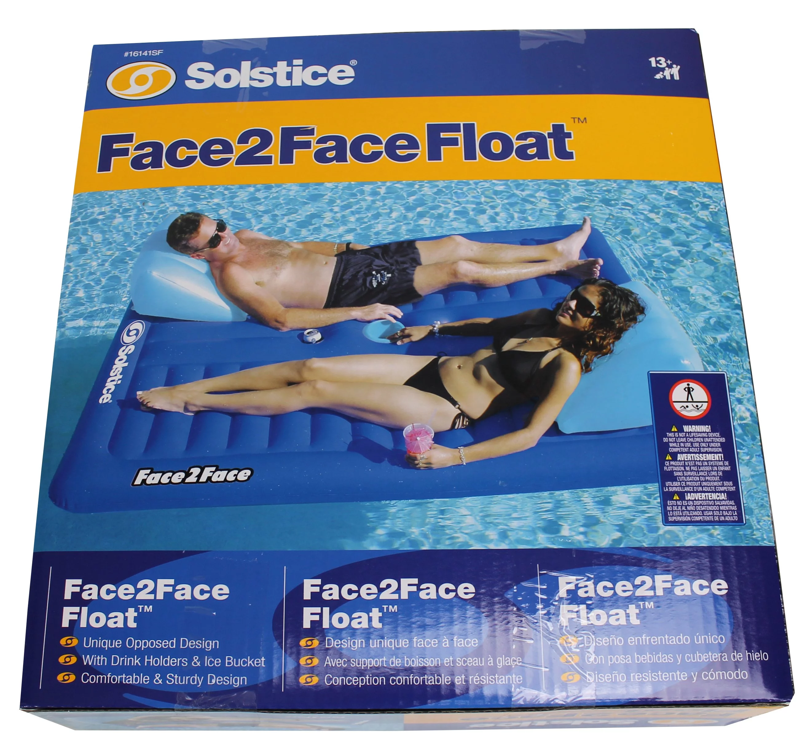 Solstice Vinyl Face To Face Pool Float, Blue