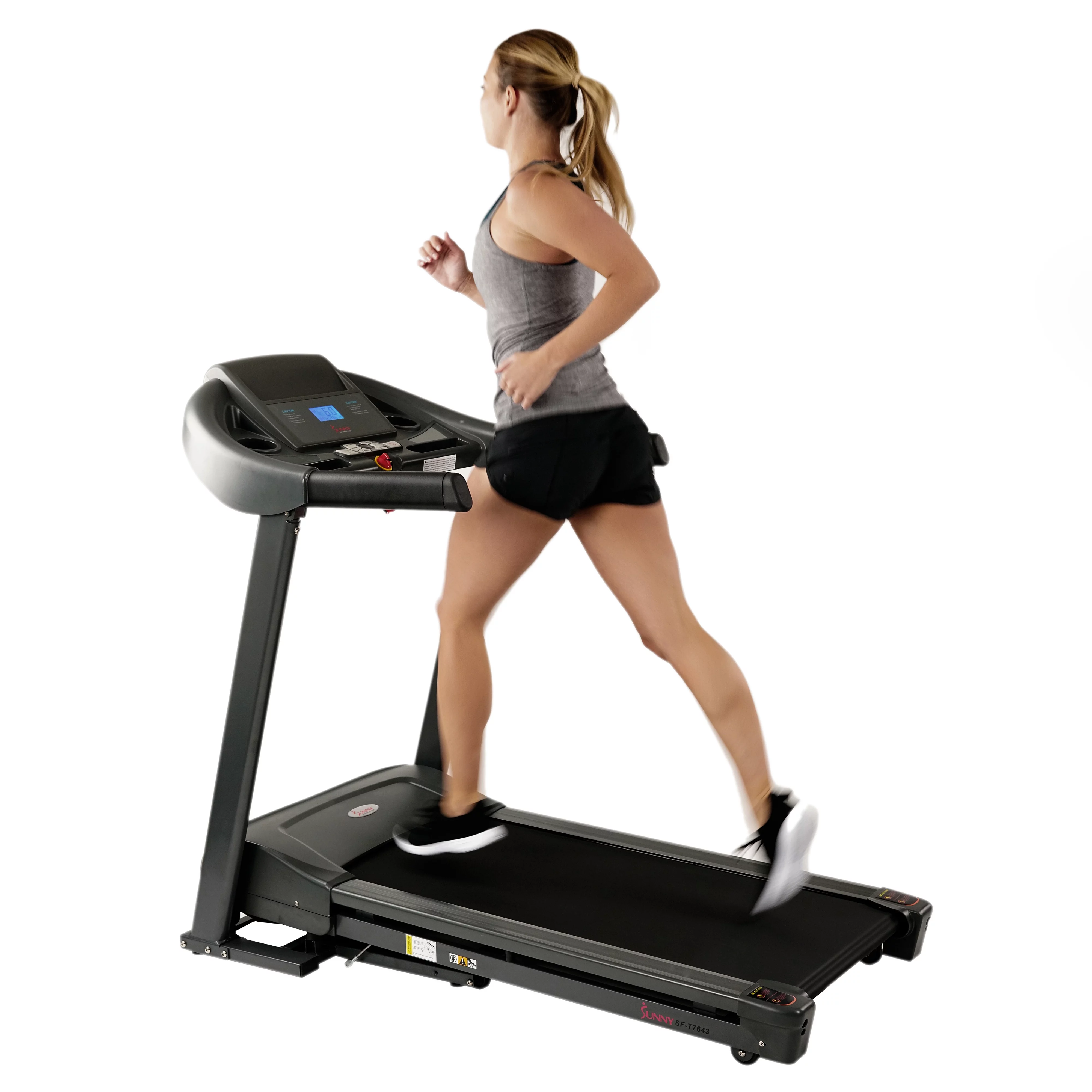 Sunny Health & Fitness Heavy Duty Treadmill for Walking and Running, Home Exercise, 350 lb Capacity & Device Holder, SF-T7643