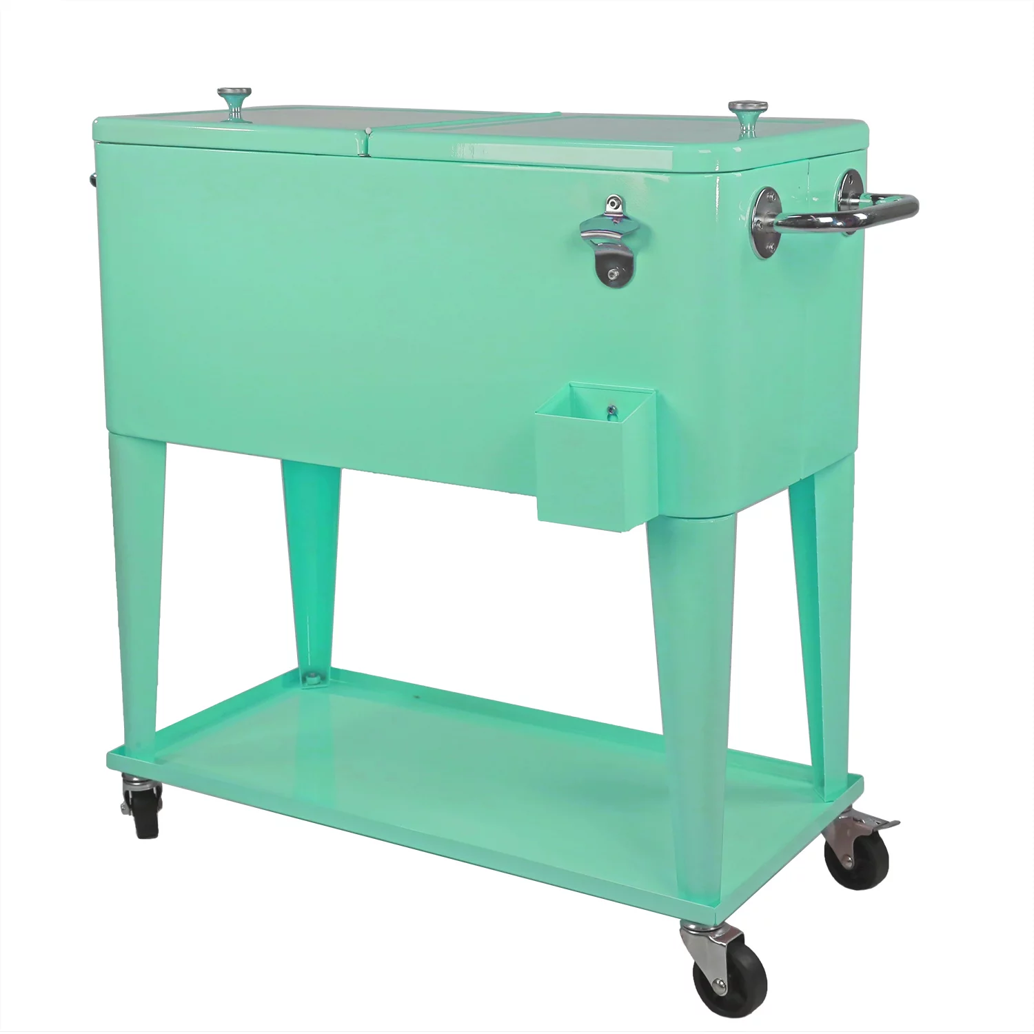 Home Aesthetics Retro 80Qt Quart Rolling Cooler Cart Ice Chest Patio Outdoor