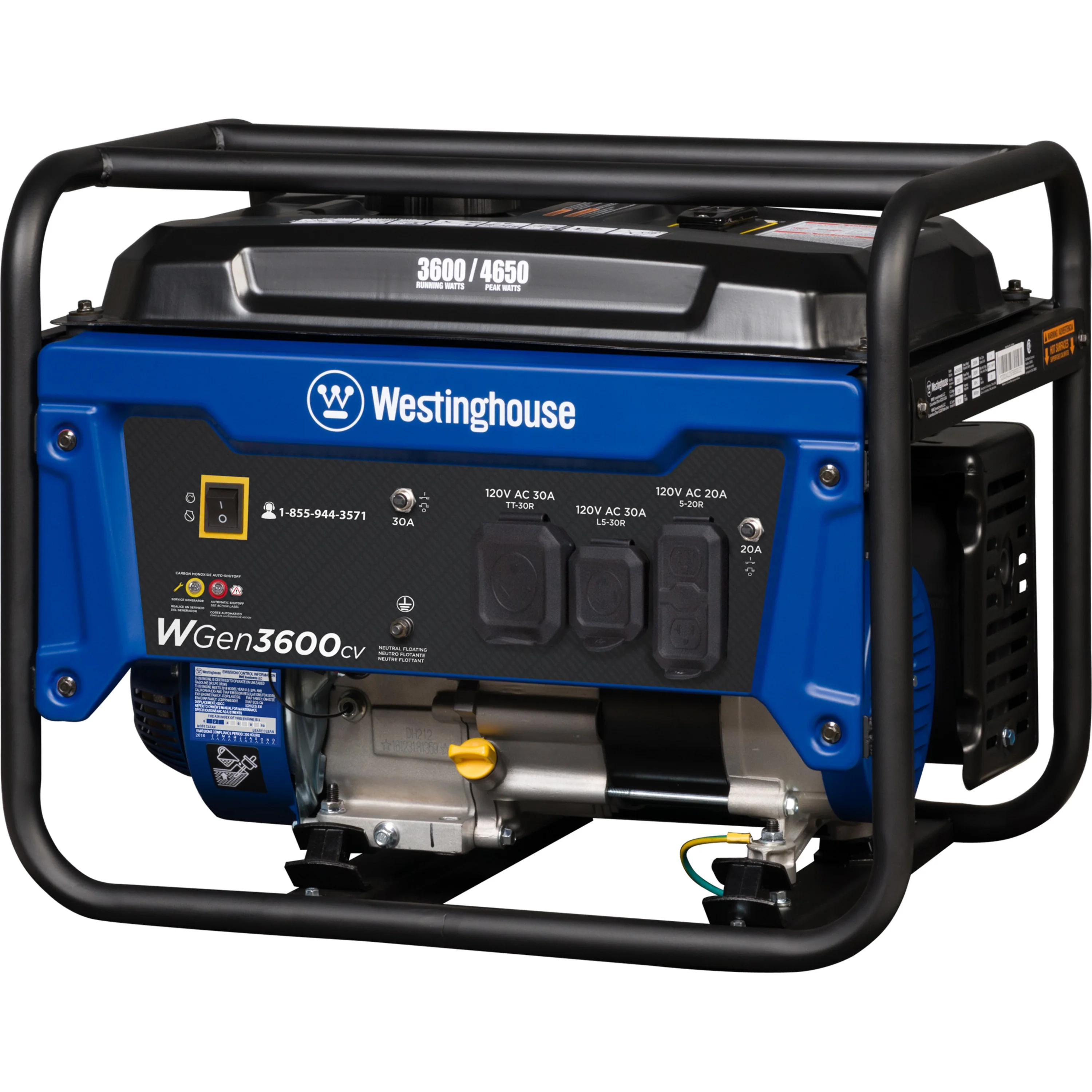 Westinghouse 4650 Peak Watt Portable Gas Powered Generator, Recoil Start, RV Ready Outlet, CO Sensor