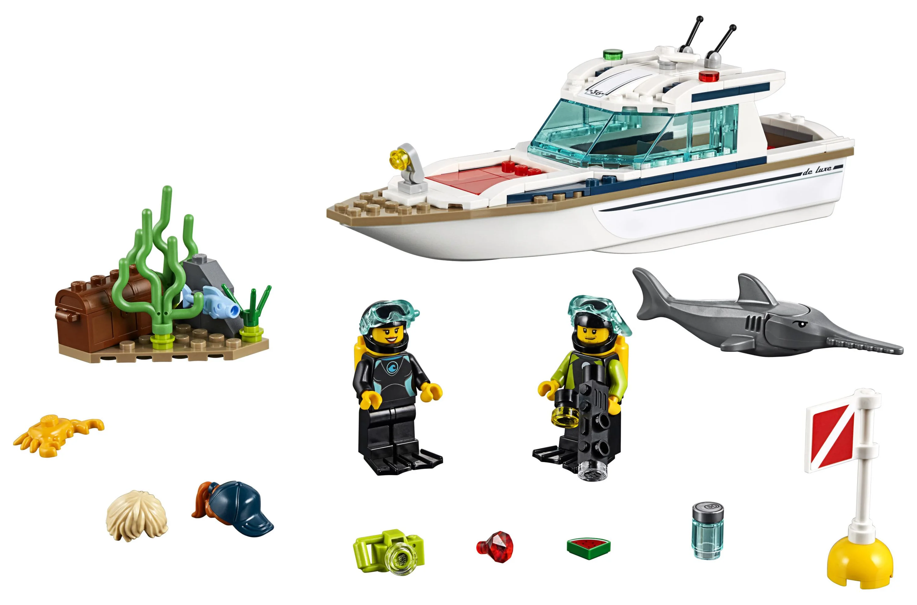 LEGO City Great Vehicles Diving Yacht 60221 Ship Building Toy and Diving Minifigures (148 Pieces)