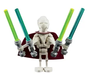 Lego Star Wars General Grievous Minifigure with Lightsabers and Cape