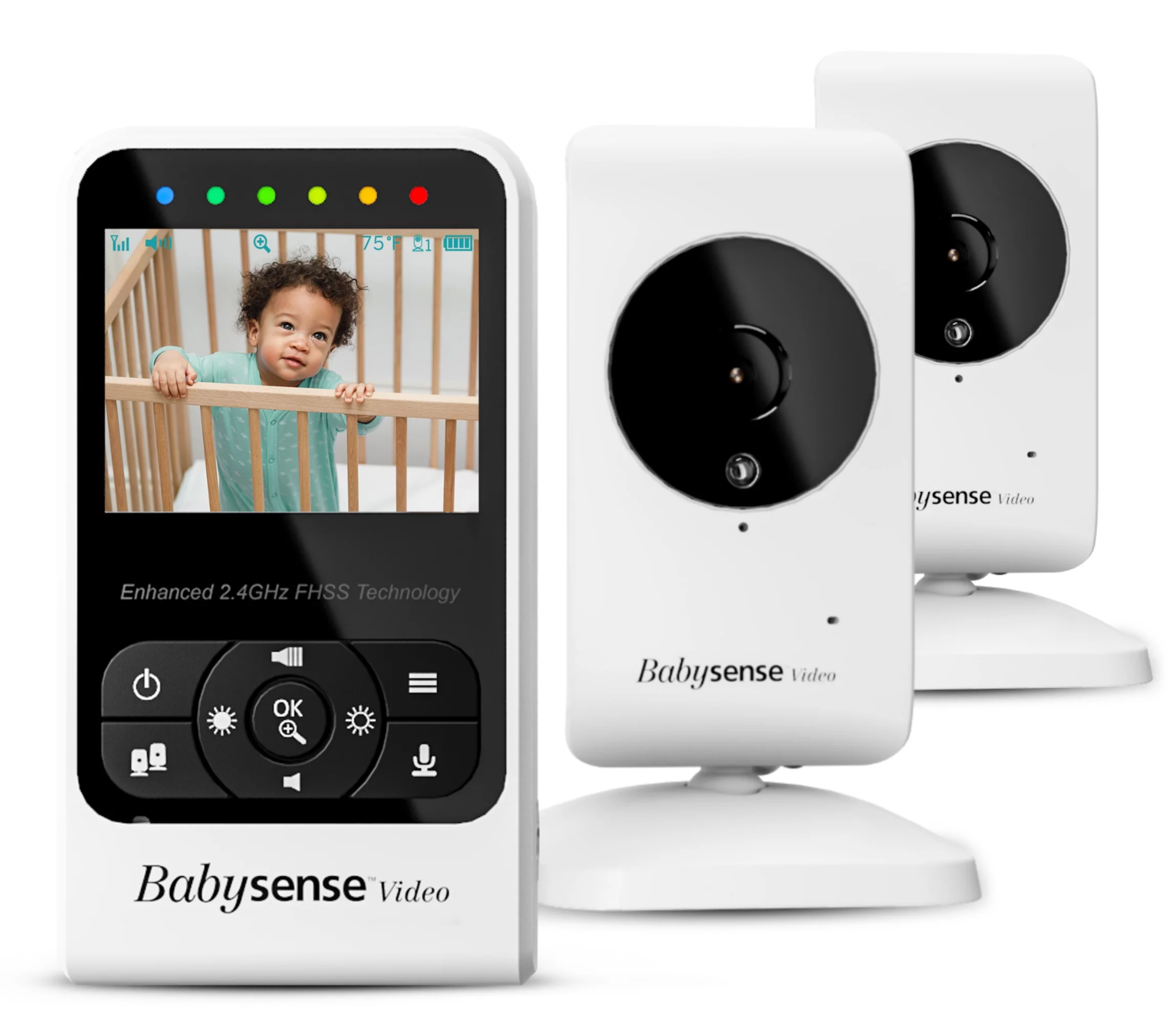 Babysense Video Baby Monitor with Two Cameras, Room Temperature, Night Vision & Built-In Night Light, Two Way Talk, Lullabies, White Noise, Model V24R-2CAM