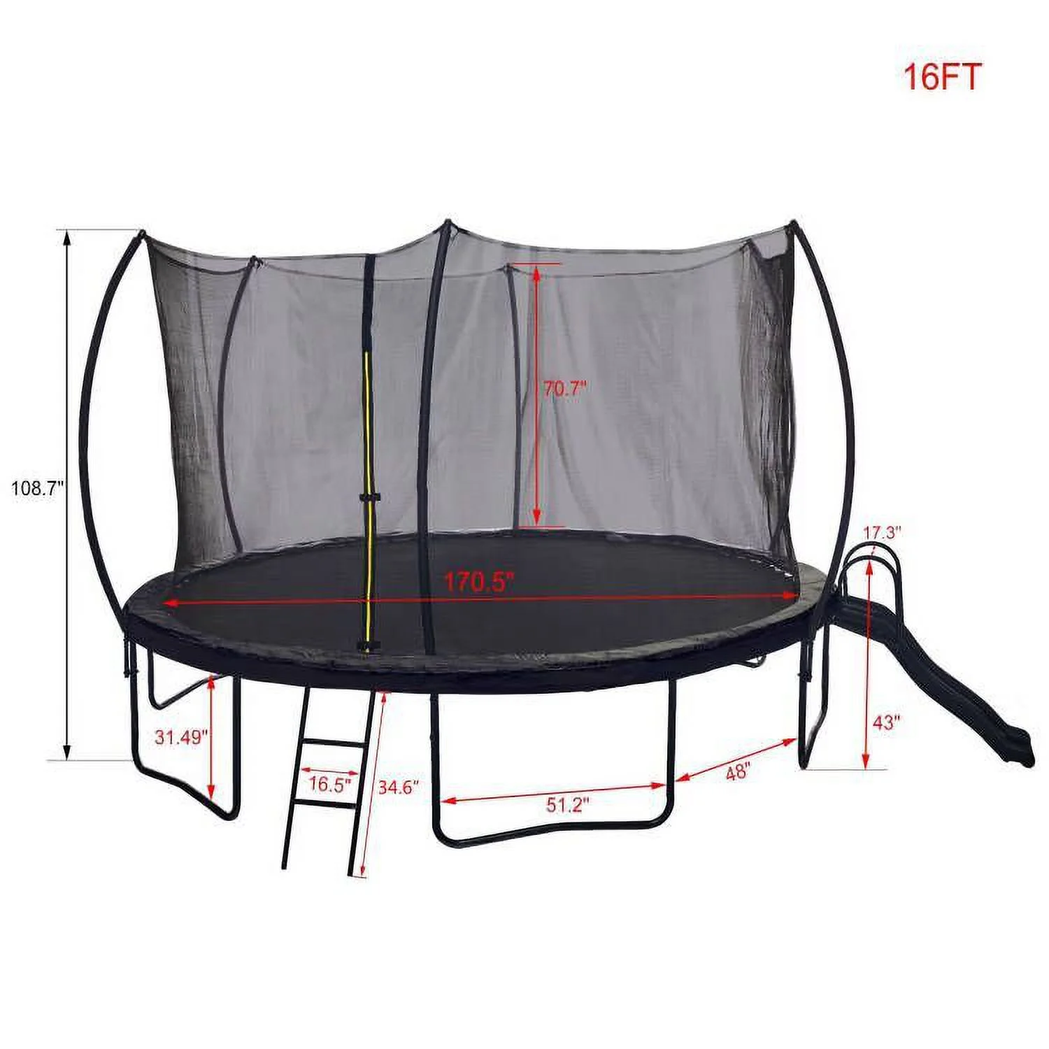 Soges 12FT Trampoline with Slide for Kids and Adults Outdoor Trampoline with Ladder and Safety Enclosure Net Pumpkin Trampoline with Curved Poles Heavy Duty Recreational Backyard Trampoline 1200LBS