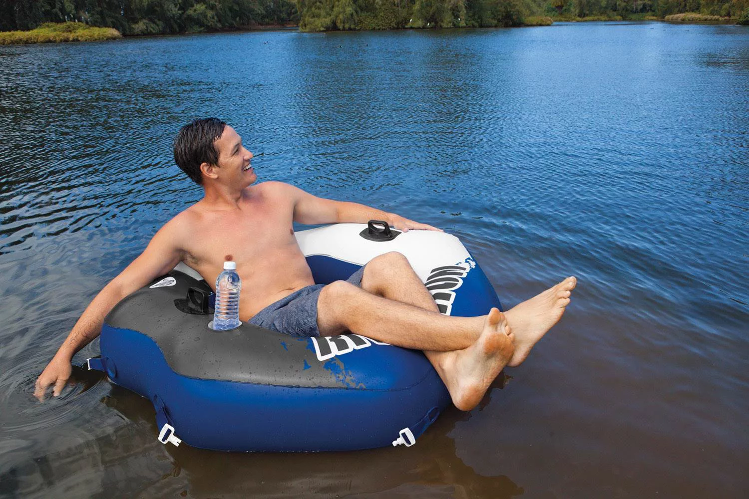 Intex River Run Inflatable Tube (4 Pack) and Mega Chill Floating Beverage Cooler