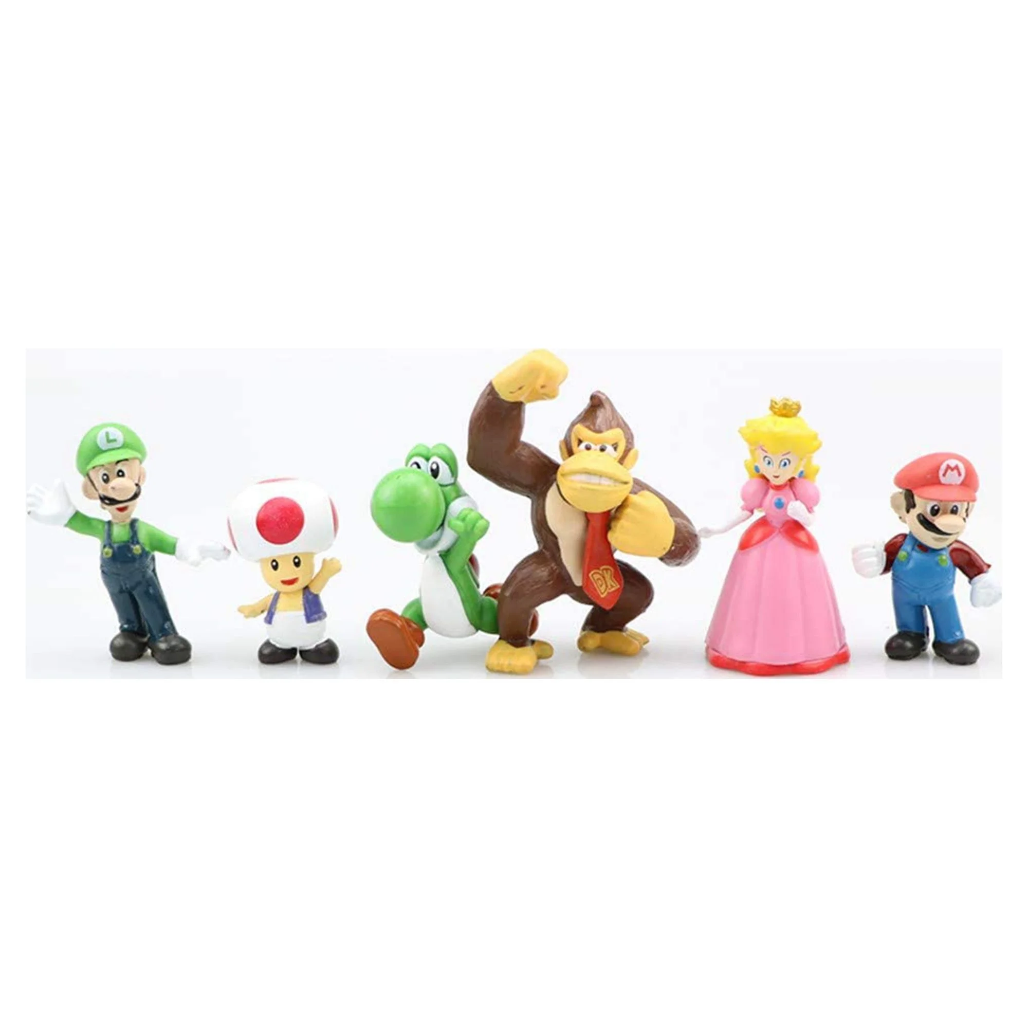 SeekFunning 6 pcs/set Super Mario Action Mini Figure Yoshi Peach Princess Luigi Toad, Birthday,Party Supplies