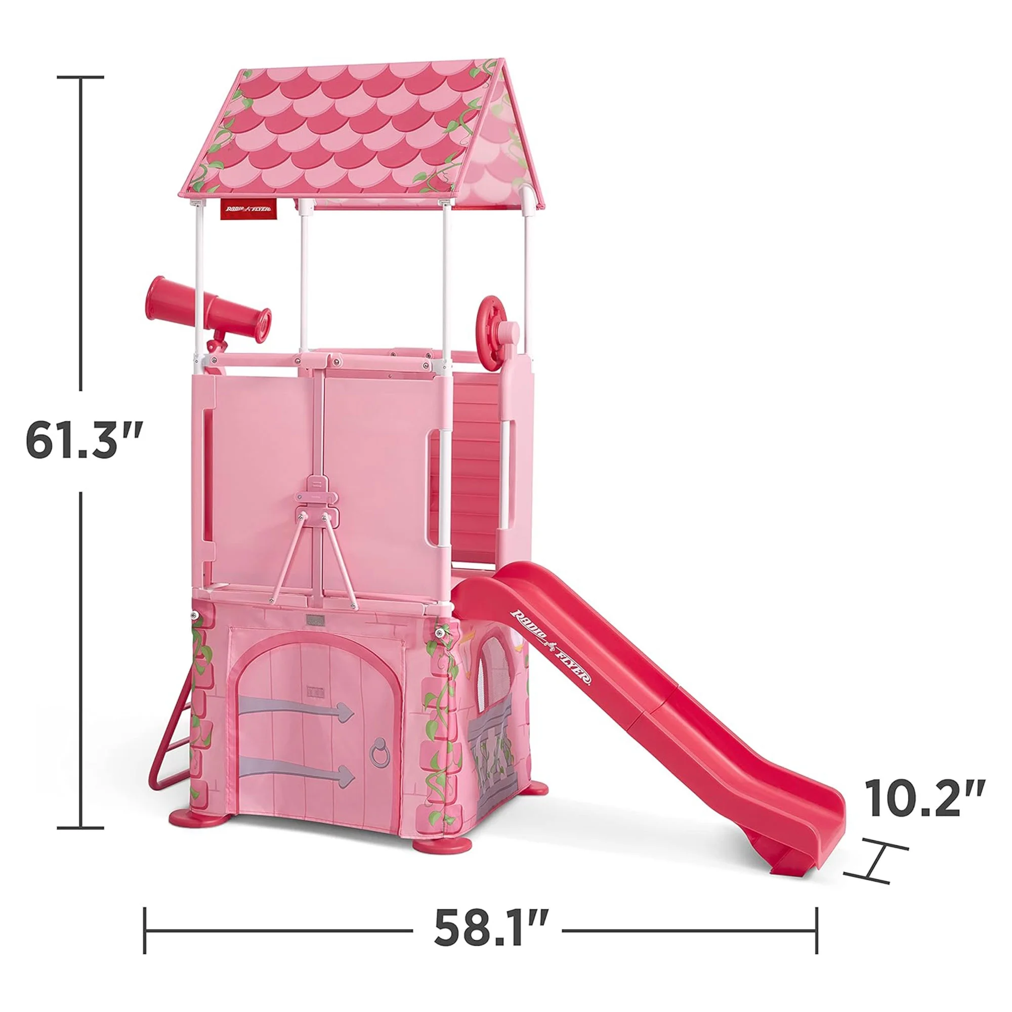 Radio Flyer Play & Fold Away Princess Castle Slide Toddler Playhouse, Pink