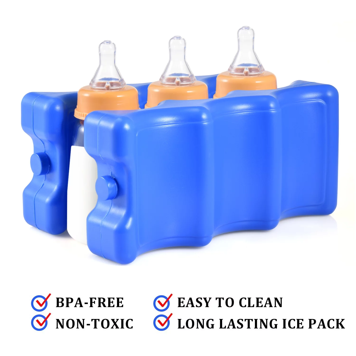 Rev. Lang Cold Ice Pack Contoured Wave Cooler for Breast Milk Bottle Bags (8.3*3.9*2inch, Set of 4 Pcs??