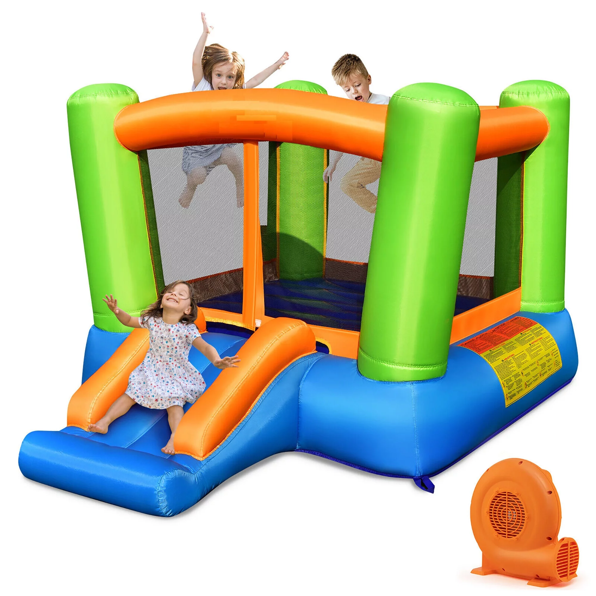 Gymax Inflatable Bounce House Kids Jumping Playhouse Indoor & Outdoor With 550W Blower