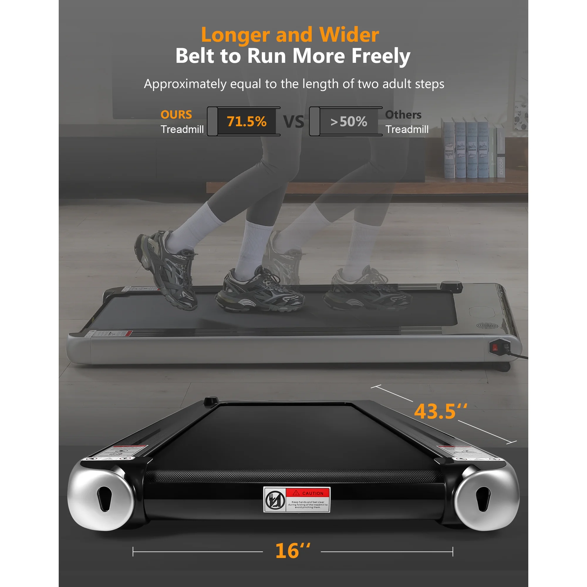 Yiwa 2.5 HP Walking Pad, 0.6-3.8 MPH Folding Treadmill, 256 LBS Load Capacity