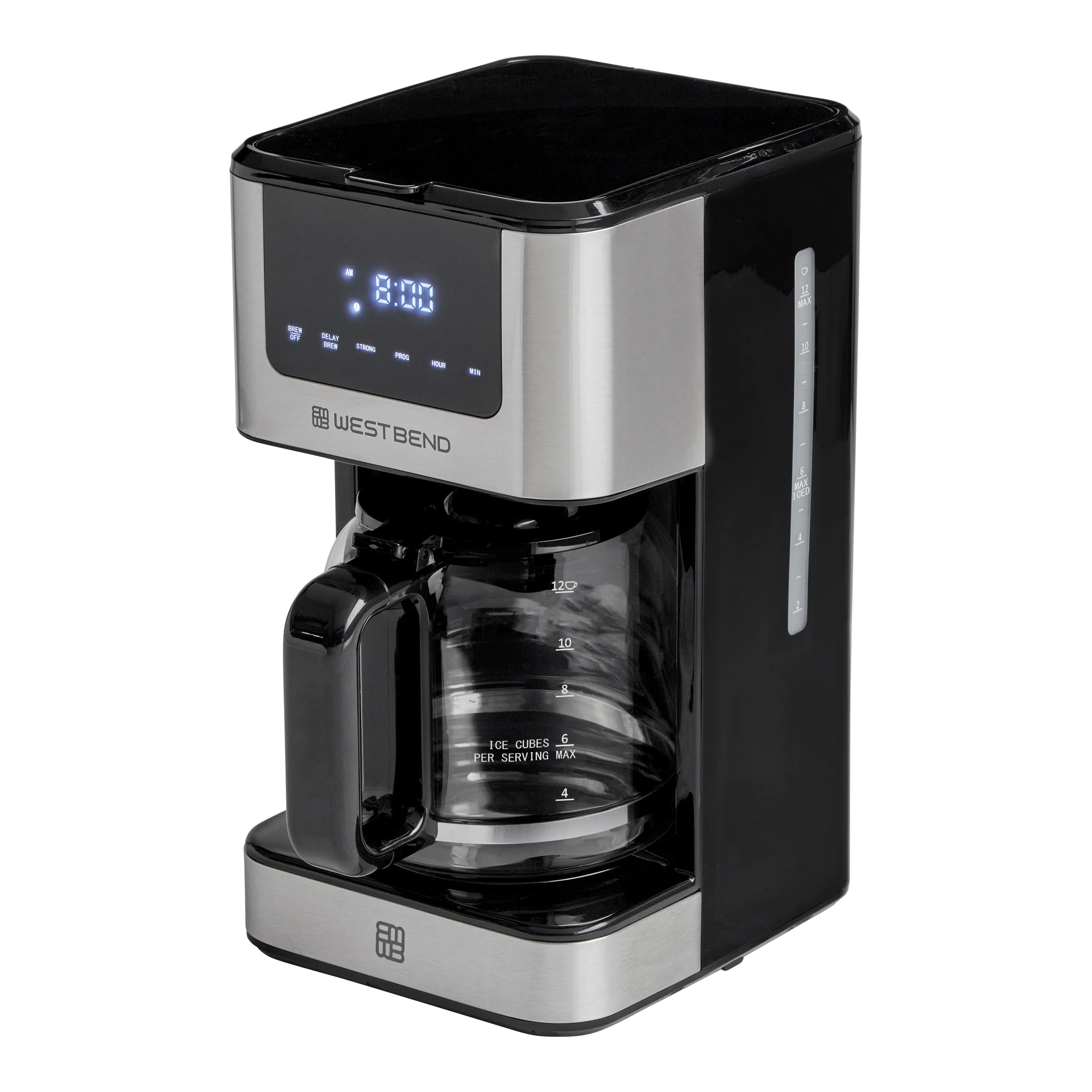 West Bend 12 Cup Hot & Iced Coffee Maker, in Stainless Steel