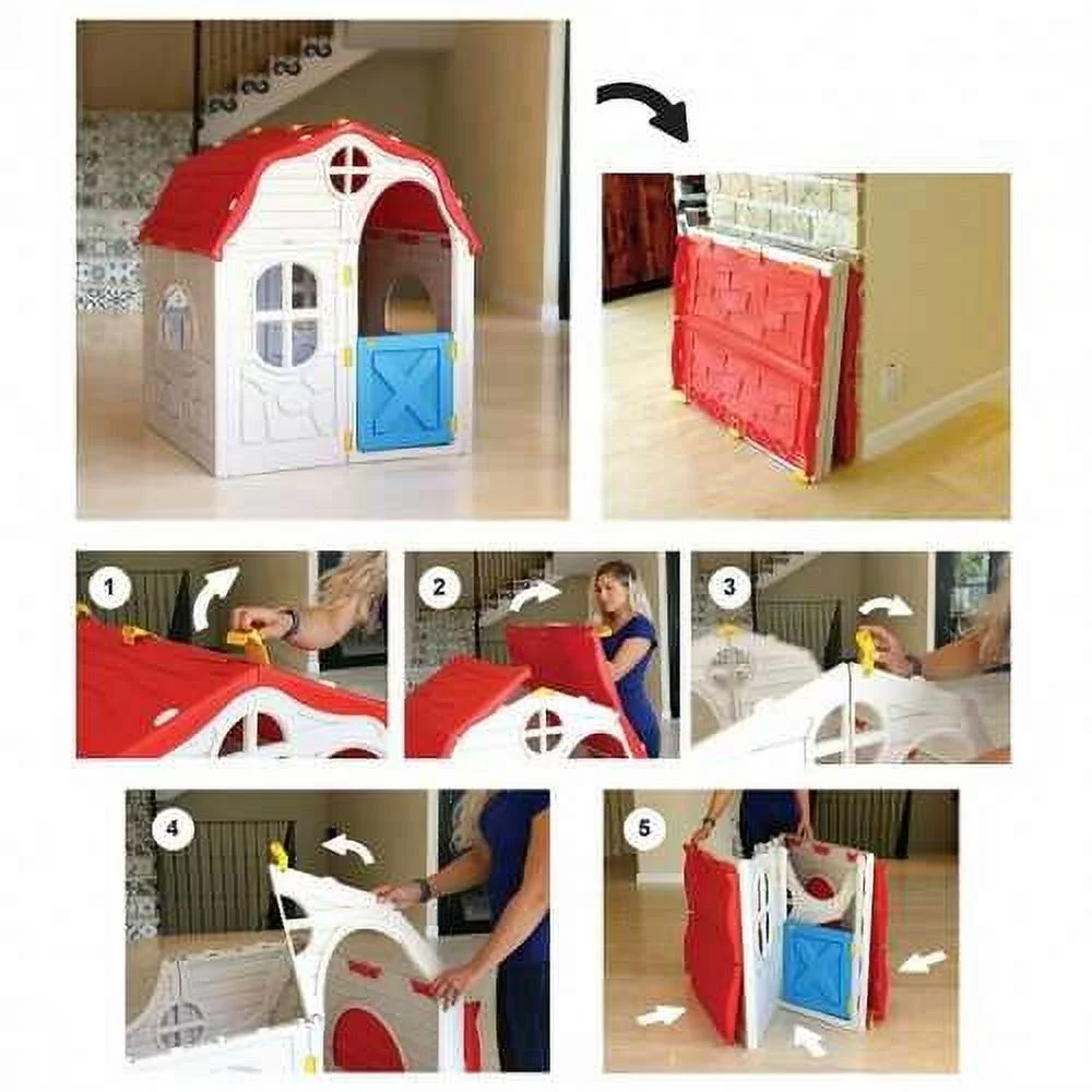 Kids Cottage Playhouse Foldable Plastic Indoor Outdoor Toy