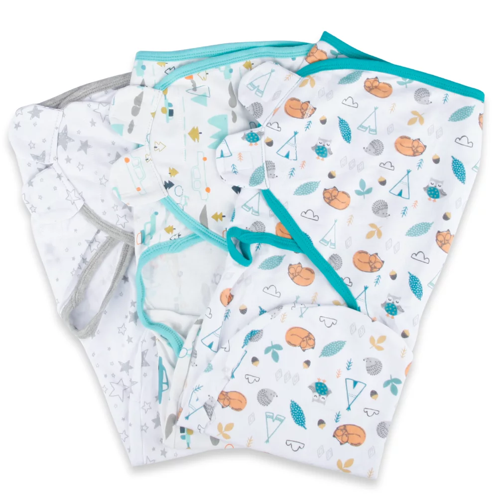 SUGARDAY Swaddle Blankets for Boys Girls Swaddle Wrap 0-12 Months 3-Way Adjustable Cotton Sleepsack 3 pcs