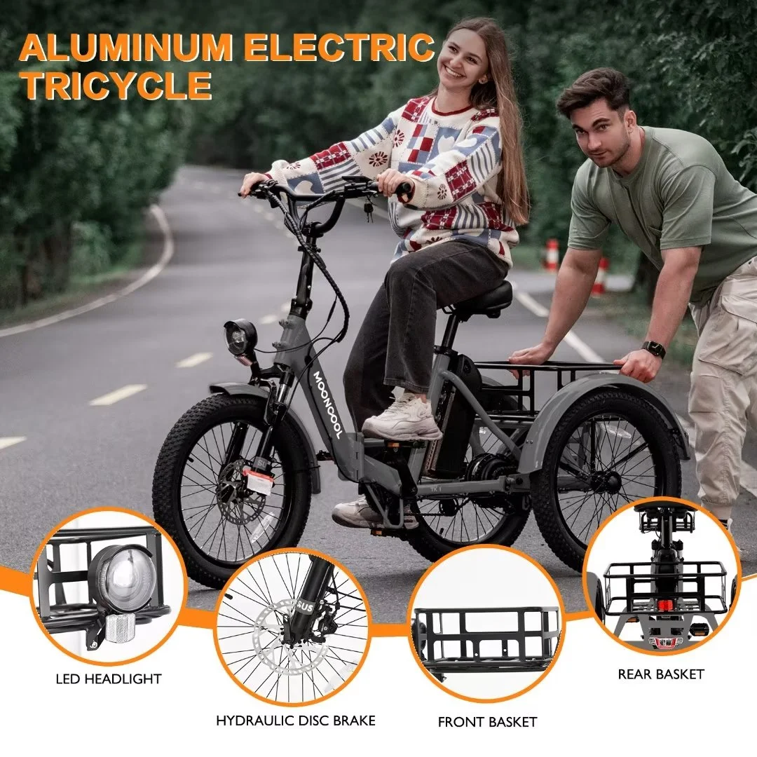 Docred 24” Adult Electric Tricycles 3 Wheel Electric Bike, 15.5 mph 500W Electric Trikes for Seniors .7-Speed & 4 Adjustable Riding Modes Electric Tricycle with 36V Removable Lithium Battery