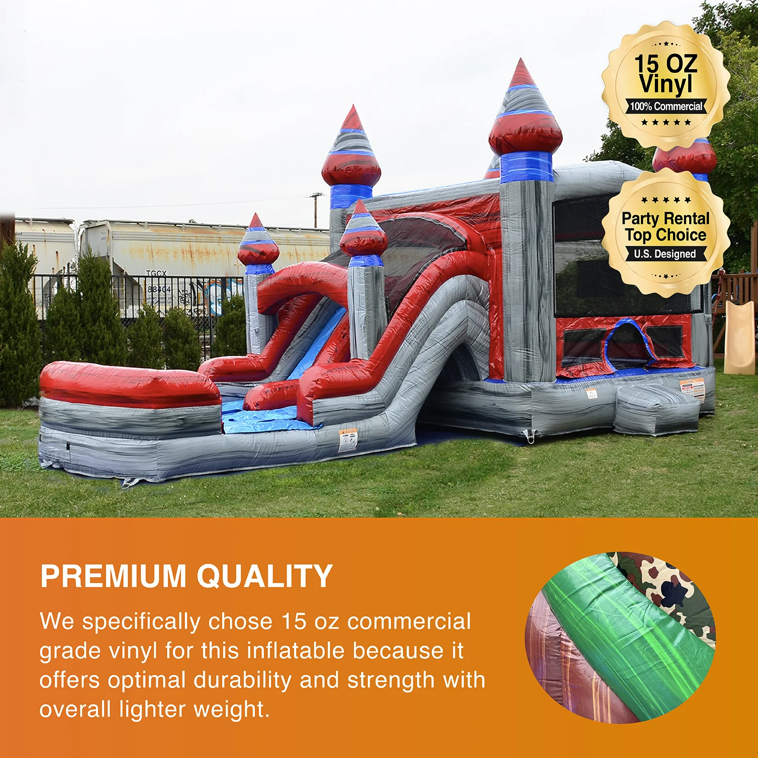 JumpOrange Commercial Grade Bounce House Water Slide with Pool for Kids and Adults (with Blower), Castle Titanium