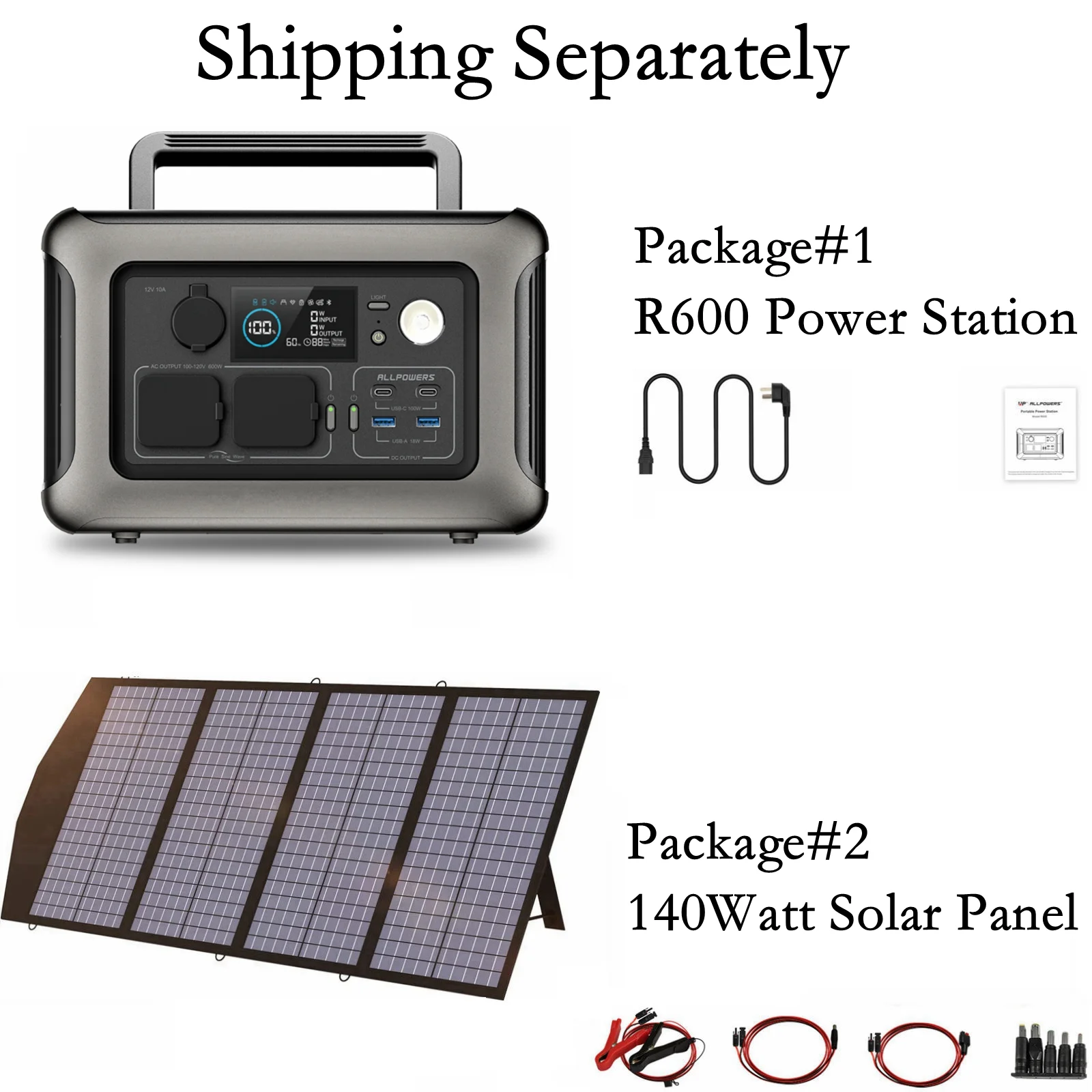 ALLPOWERS R600 Portable Power Station 600W, 299Wh LiFePO4 Battery, Wireless Charging, Solar Generator for Camping Home Emergency off-Grid