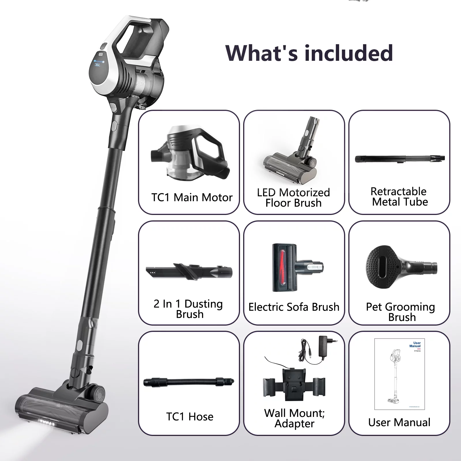 MOOSOO TC1Pro Cordless Vacuum with Large LED Display Screen