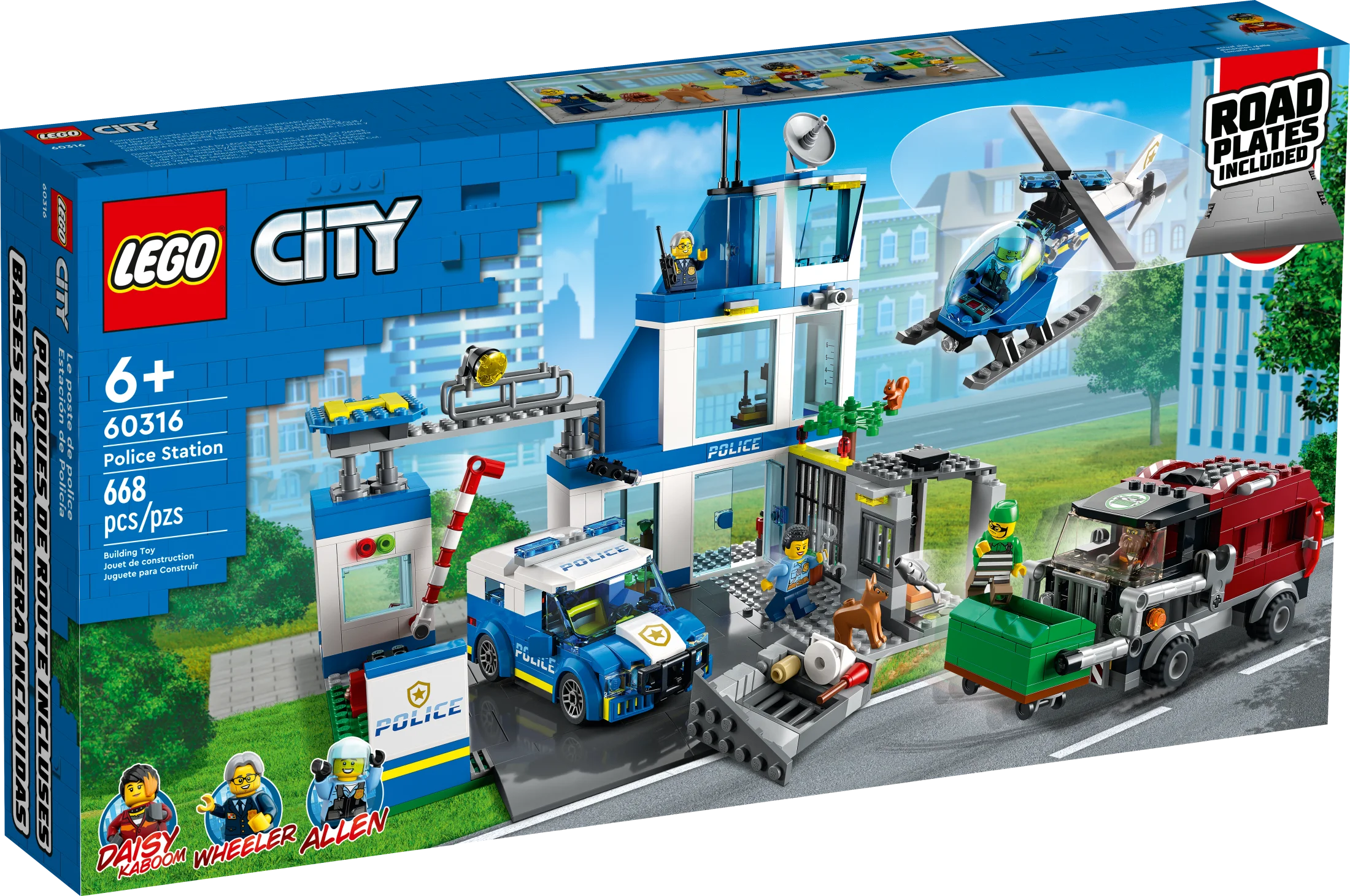 LEGO City Police Station with Van, Garbage Truck & Helicopter Toy 60316, Gifts for 6 Plus Year Old Kids, Boys & Girls with 5 Minifigures and Dog Toy