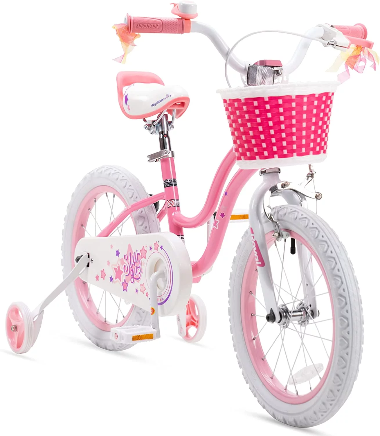 Royalbaby Girls Kids Bike Star girl 14 In Bicycle Basket Training Wheels Blue Child’s Cycle