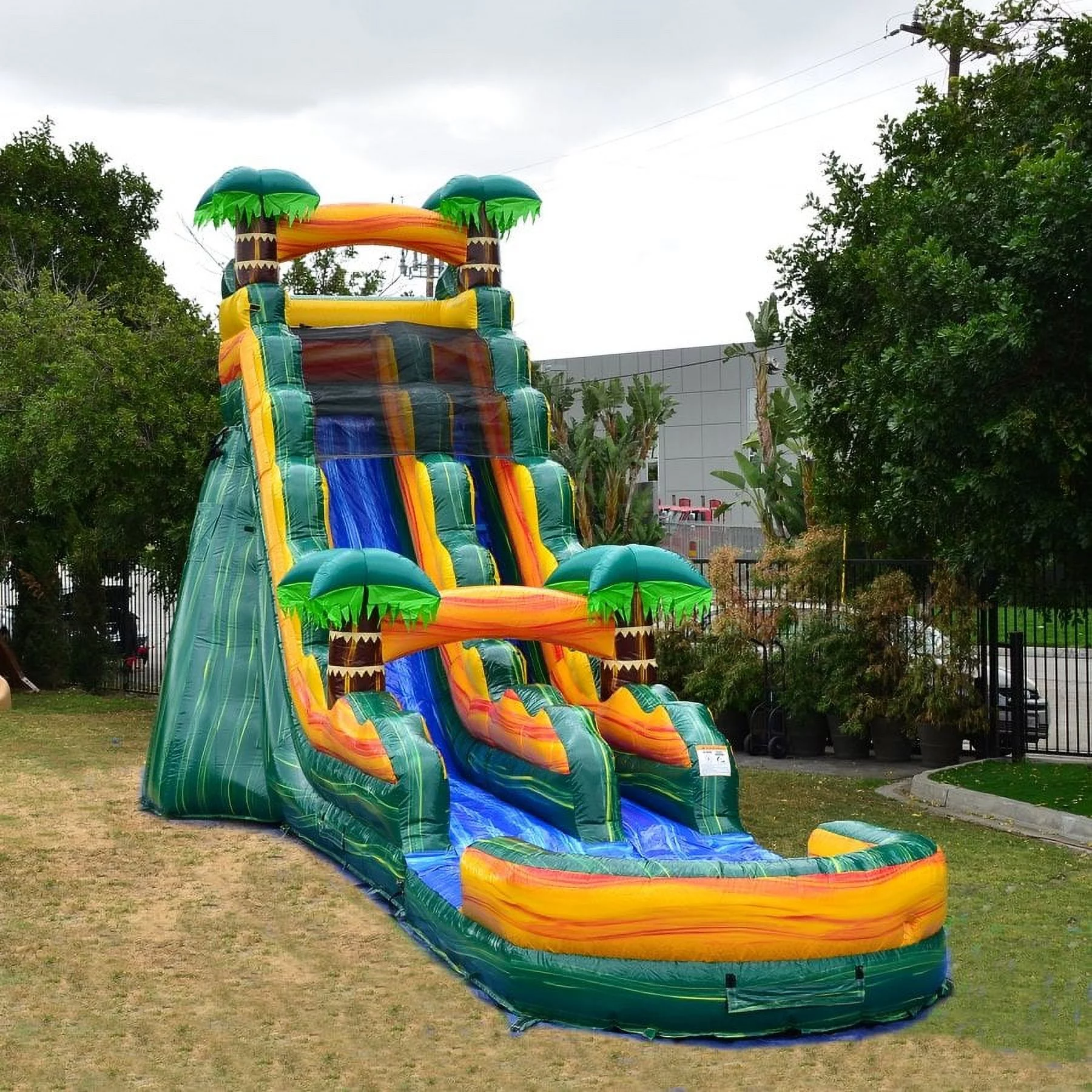 JumpOrange 19FT Cali Palms Commercial Grade Water Slide Inflatable with Detachable Pool for Kids and Adults with Blower