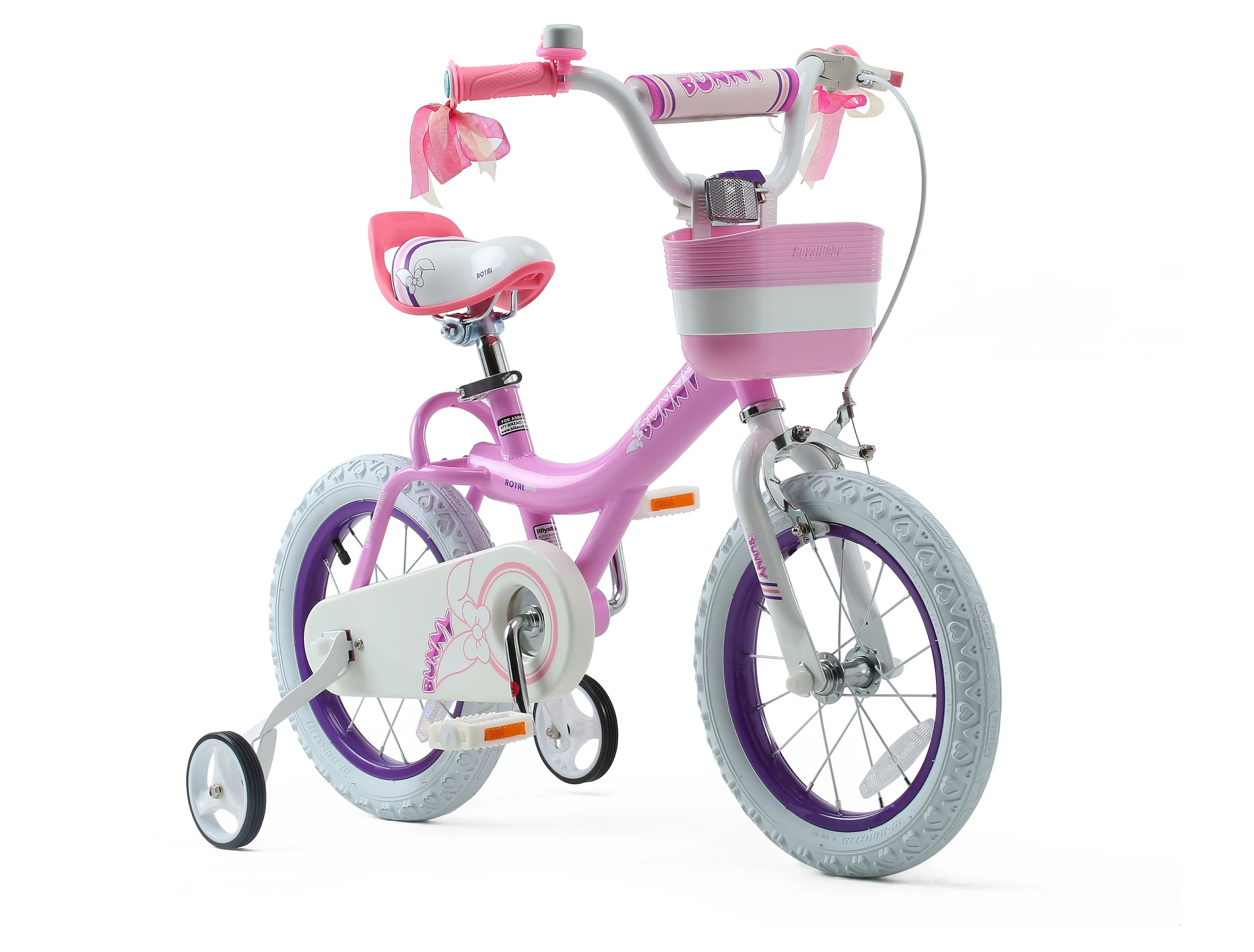 Royalbaby Jenny White 12 In Kids Bicycle with Training Wheels and Basket