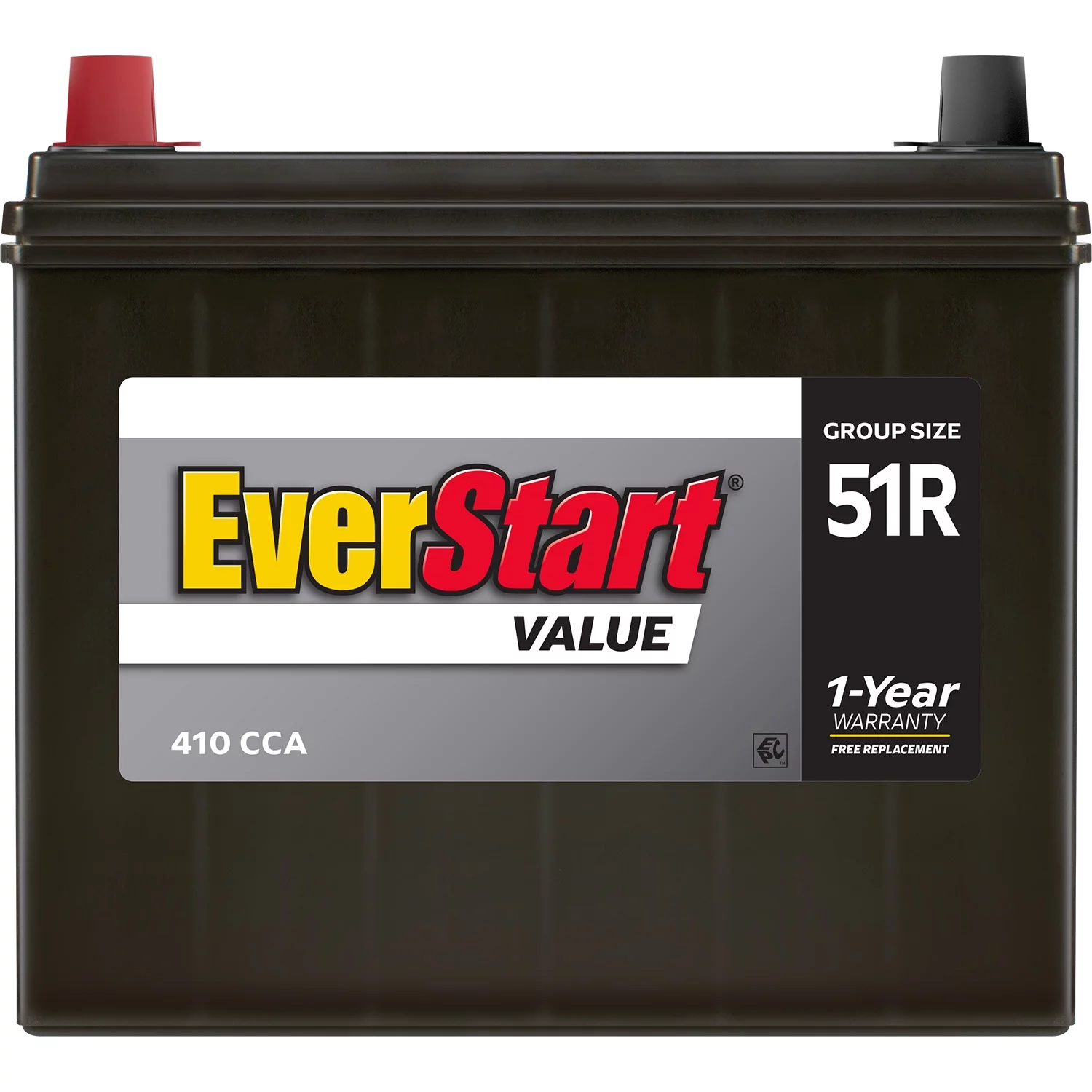 EverStart Value Lead Acid Automotive Battery, Group Size 51R 12 Volt, 410 CCA