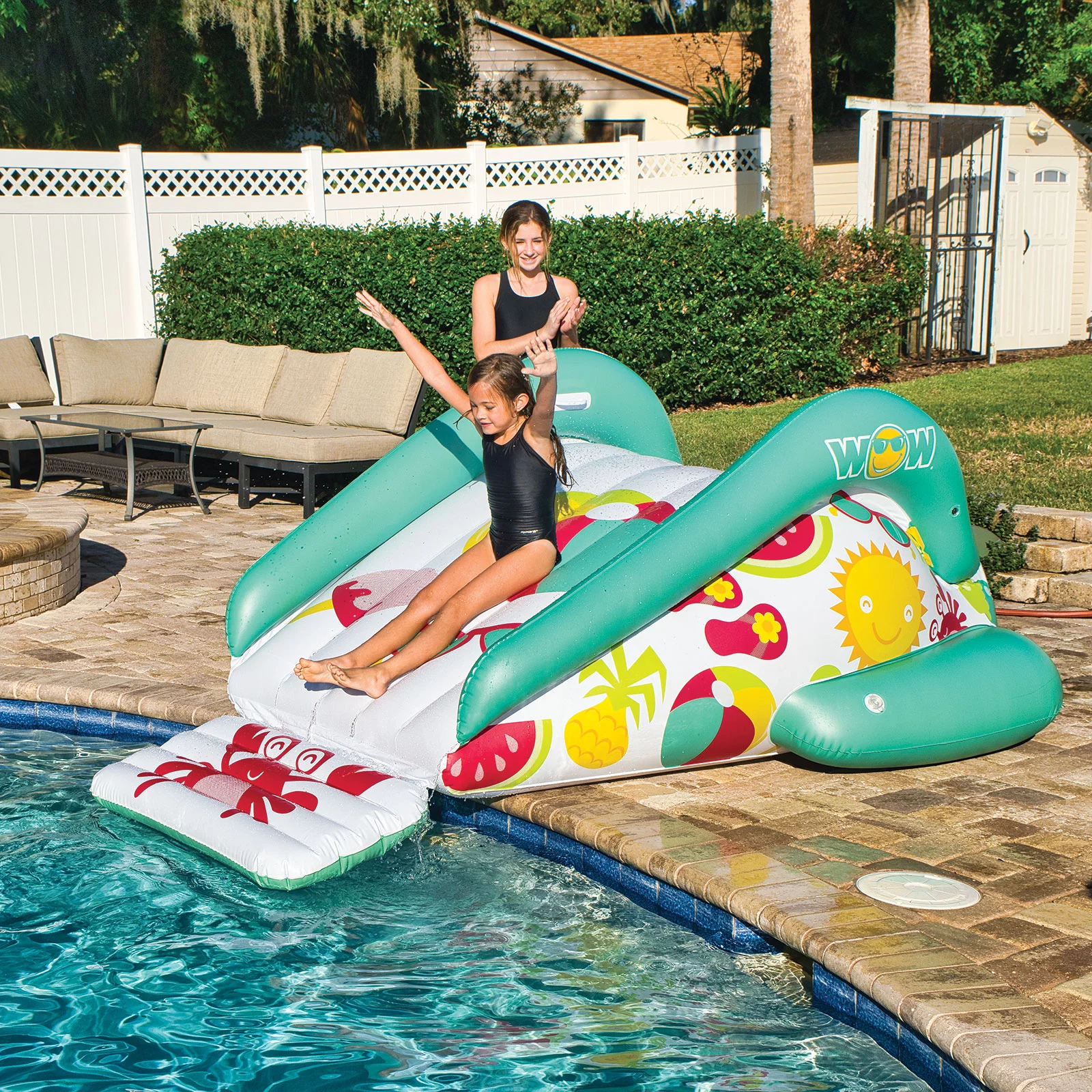 WOW Sports Green Beach Pool Slide, 95 x 67 x 36.5 in