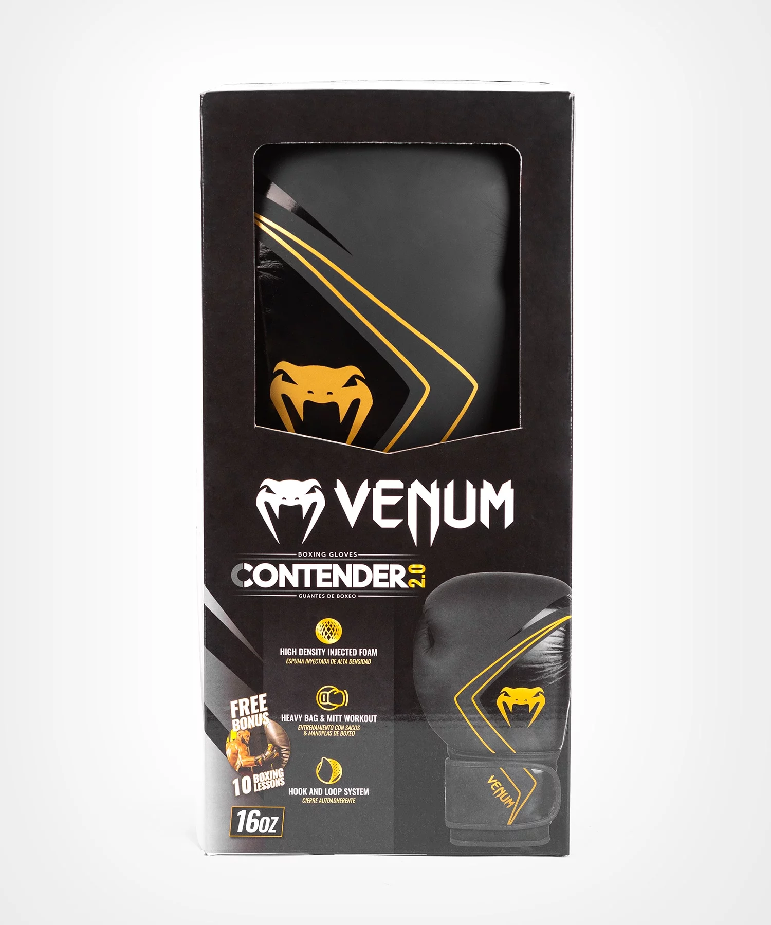 Venum Unisex Contender 2.0 Boxing Gloves – Black/Gold – 12 oz – Adult