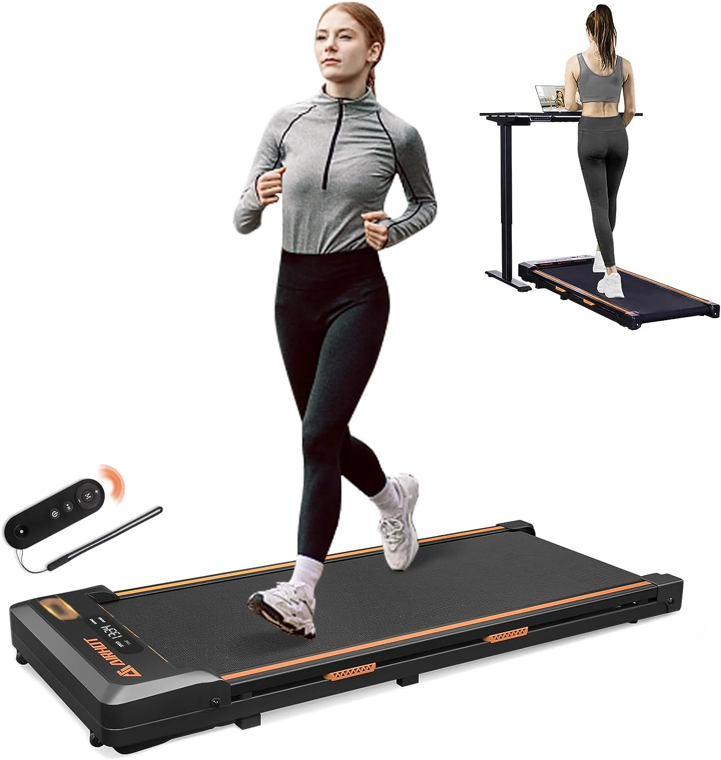 AMZFUN Under Desk Treadmill, Walking Pad 2 in 1 for Walking and Jogging (Black)