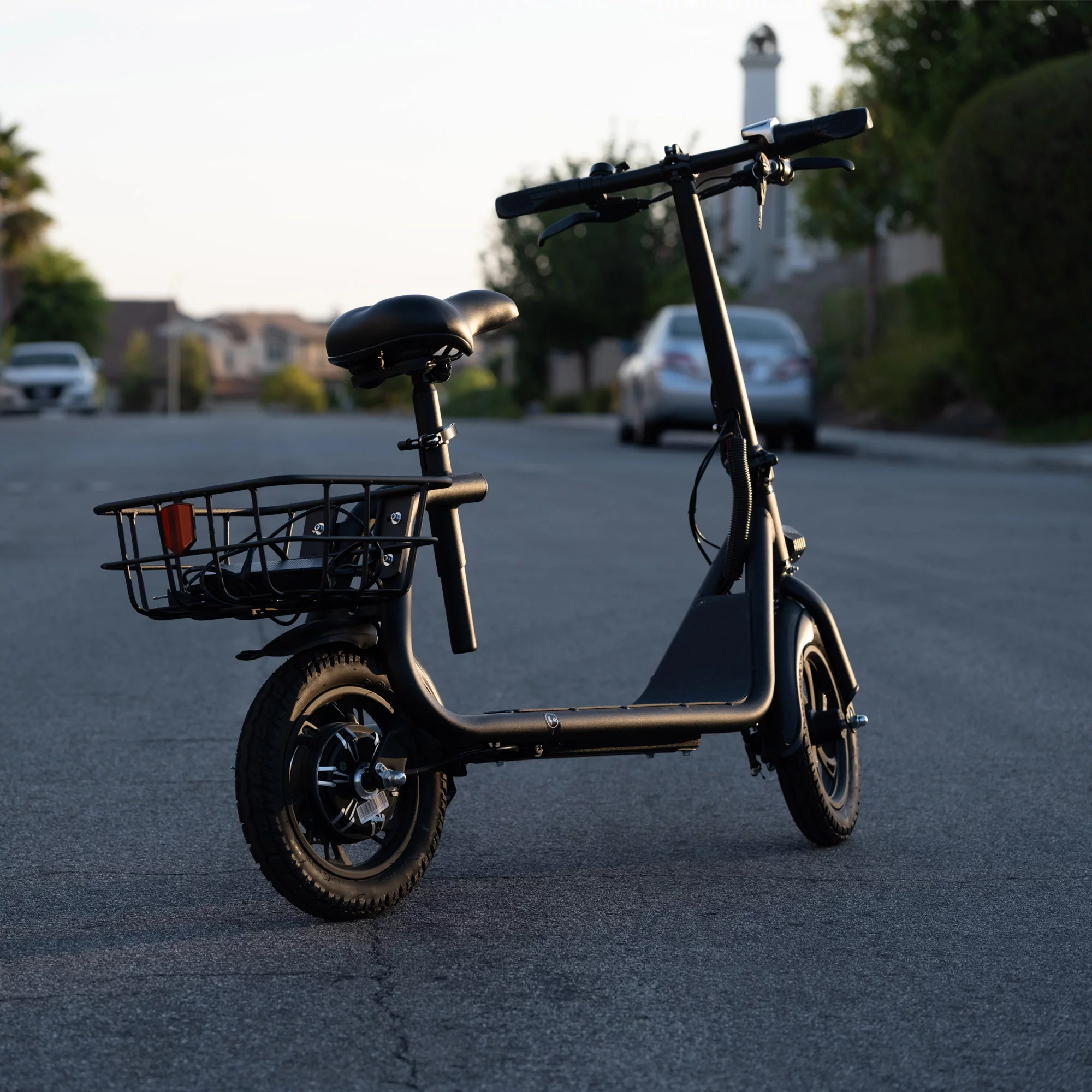 450W Electric Scooter for Adults Foldable Moped Commuter w/ Seat & Carry Basket