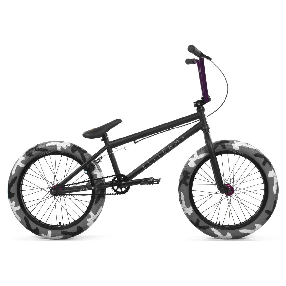 Elite BMX Destro 20 In. Bike, Black Camo and Purple