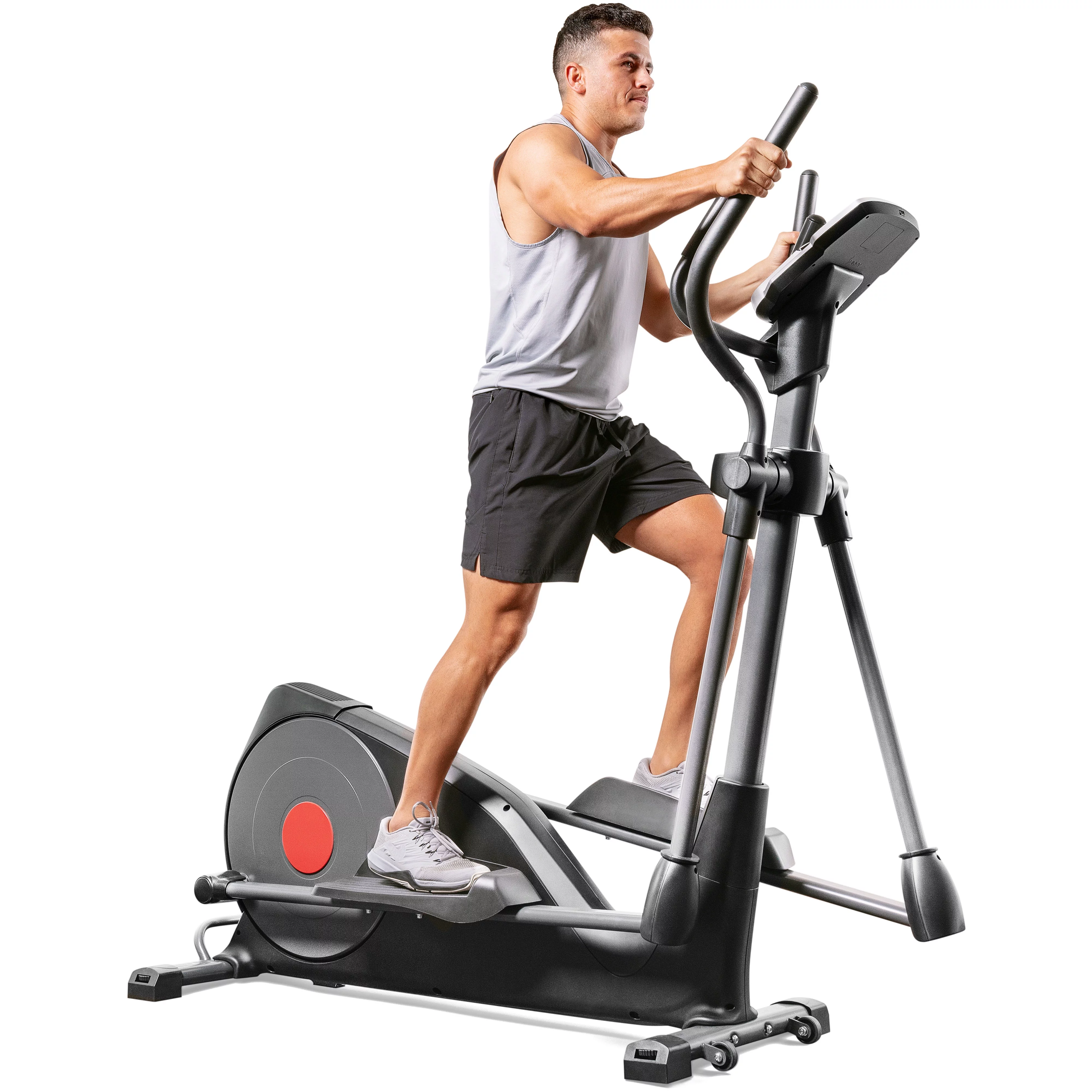 Sunny Health & Fitness Pre-Programmed Elliptical Trainer w/ Device Holder, Heart Rate Monitor, High Weight Capacity, SF-E320001