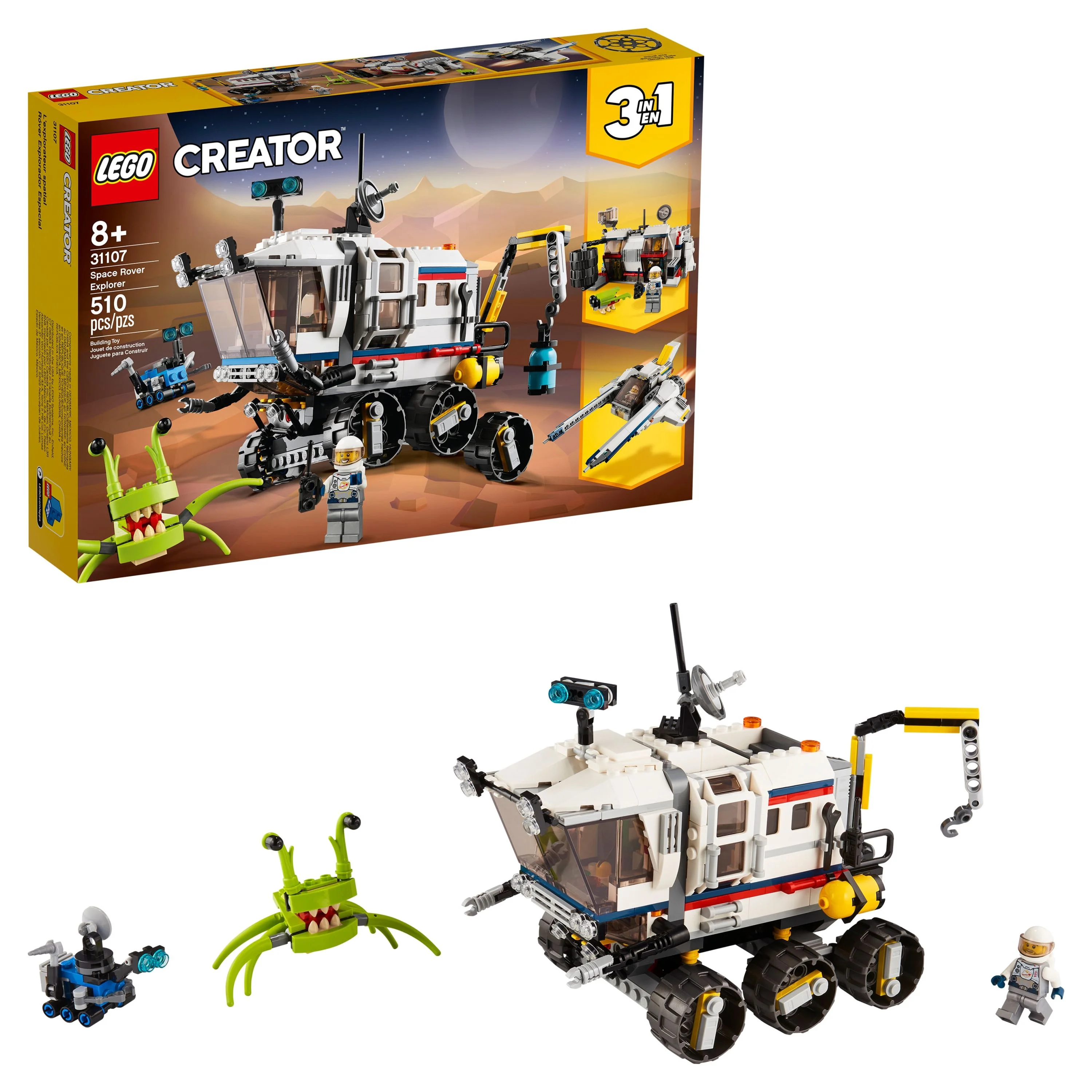 LEGO Creator 3in1 Space Rover Explorer 31107 Building Toy for Kids Ages 8+ (510 pieces)