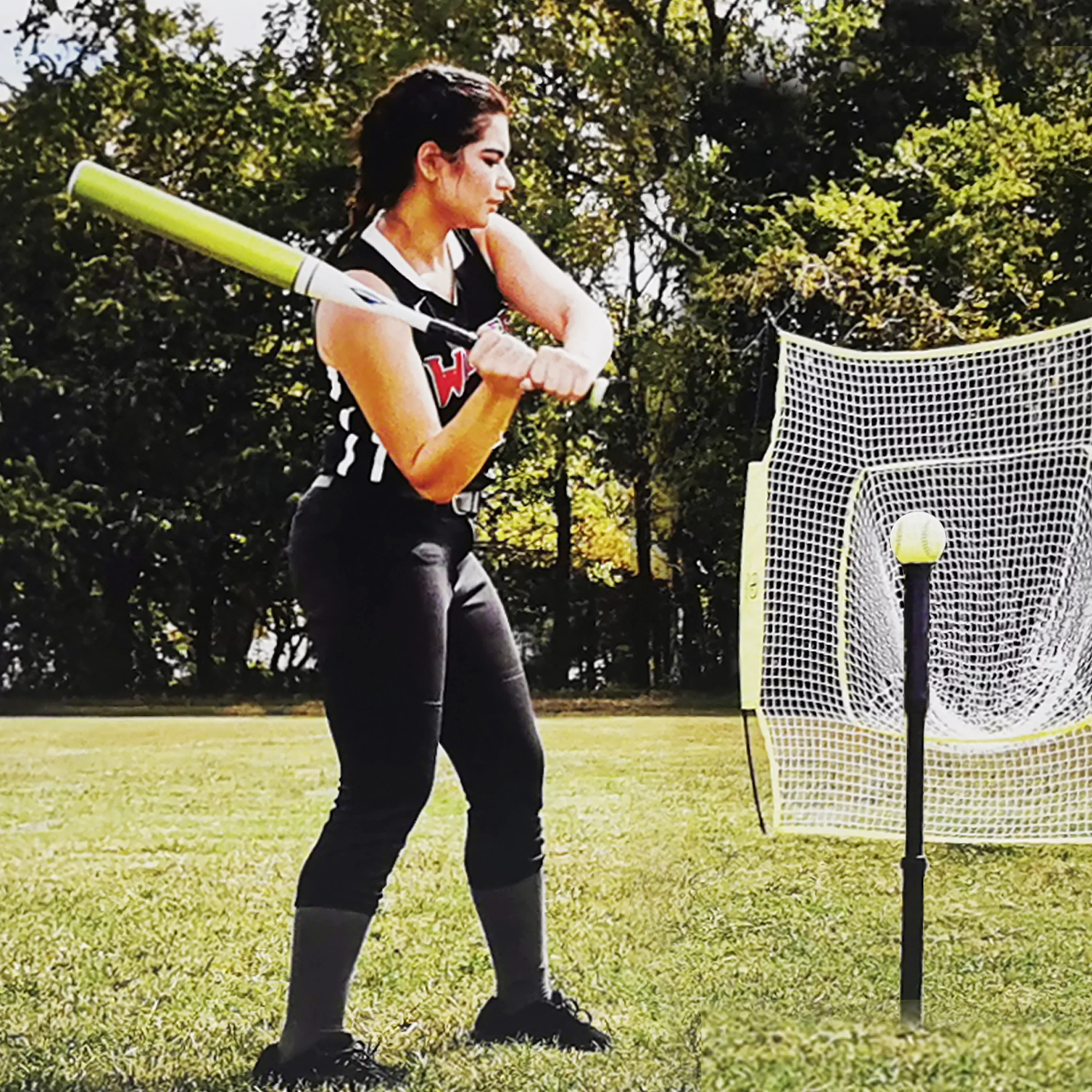 Athletic Works 7ft  x 7ft Hit Pitch Training Net for Baseball Softball Protective Screens 11.02lb